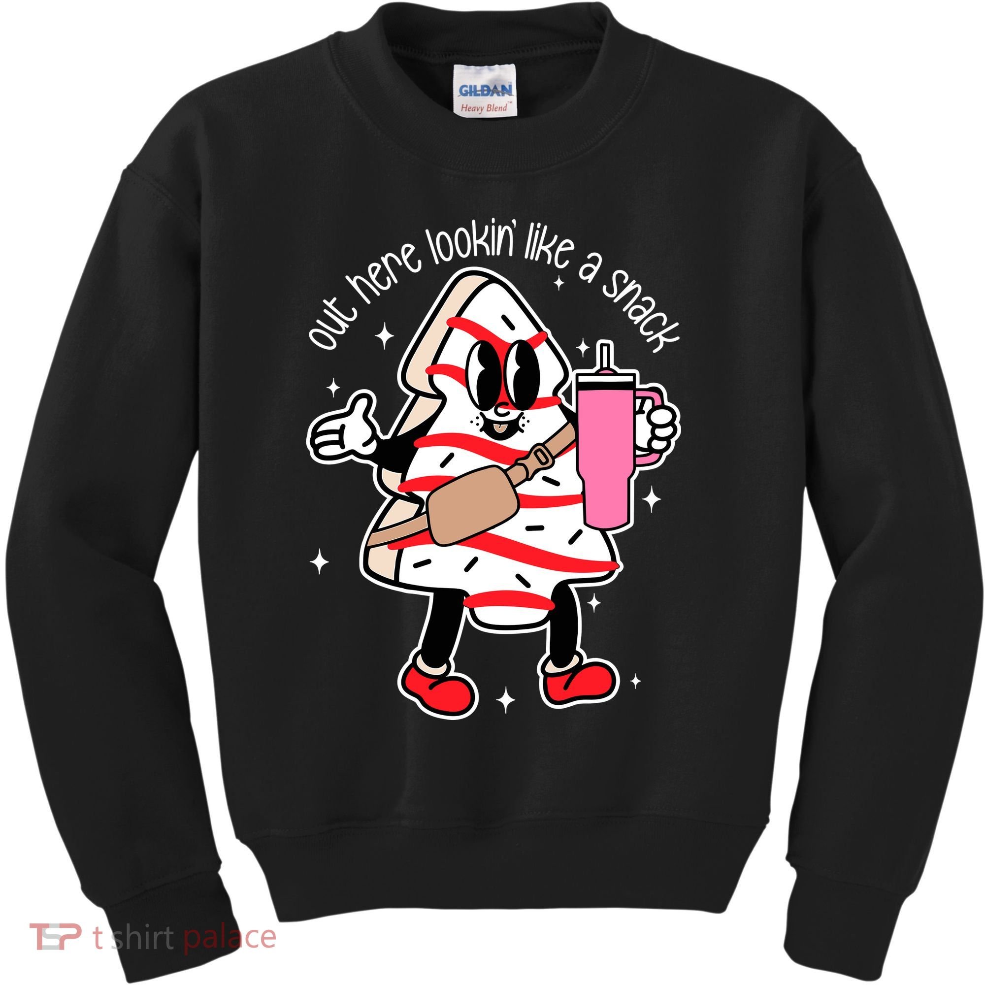 Out Here Looking Like A Snack Cute Boo Jee Xmas Trees Cakes Kids Sweatshirt