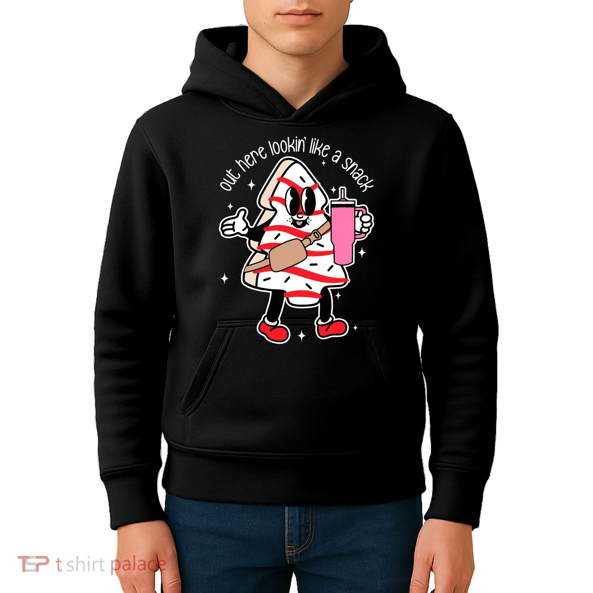 Out Here Looking Like A Snack Cute Boo Jee Xmas Trees Cakes Kids Hoodie