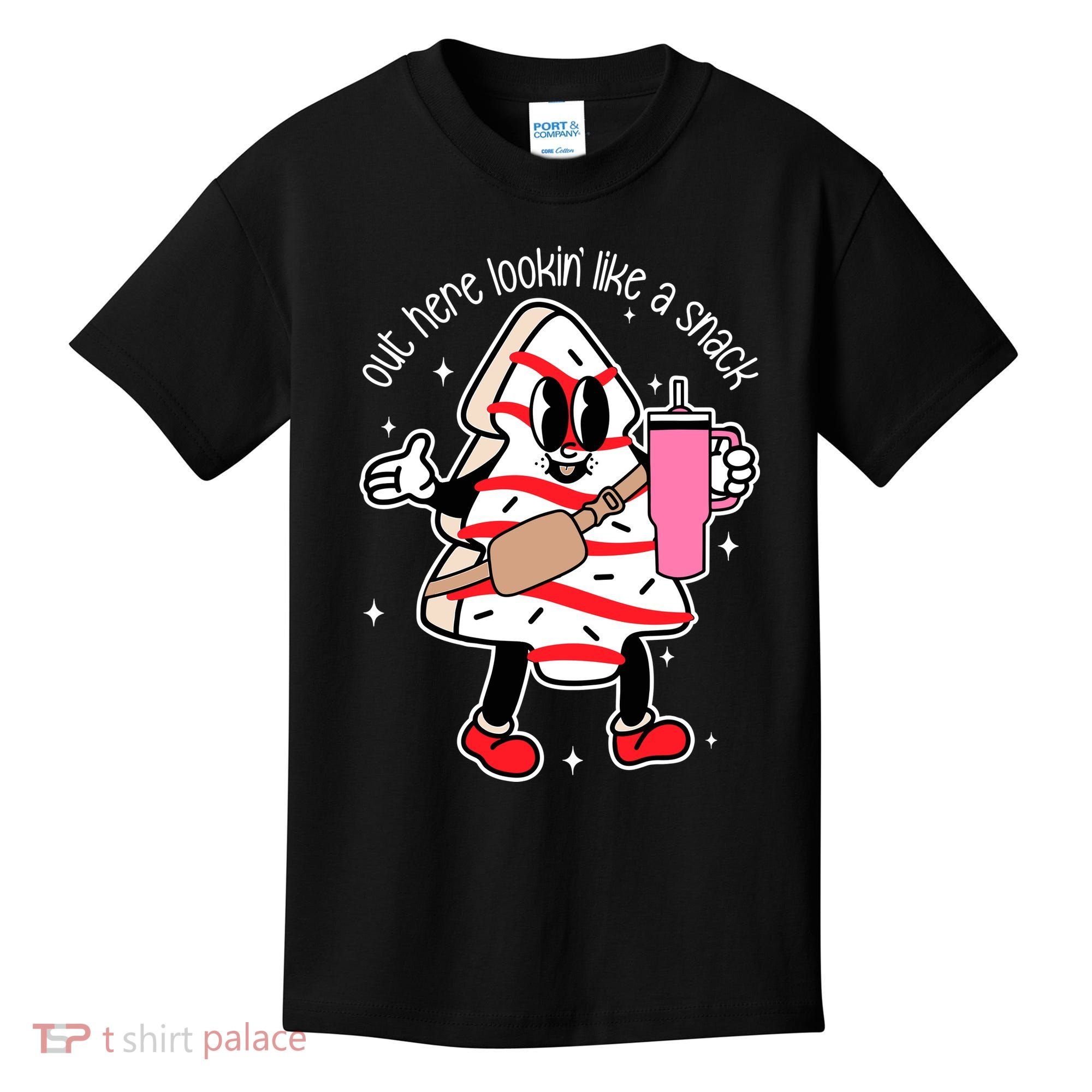 Out Here Looking Like A Snack Cute Boo Jee Xmas Trees Cakes Kids T-Shirt
