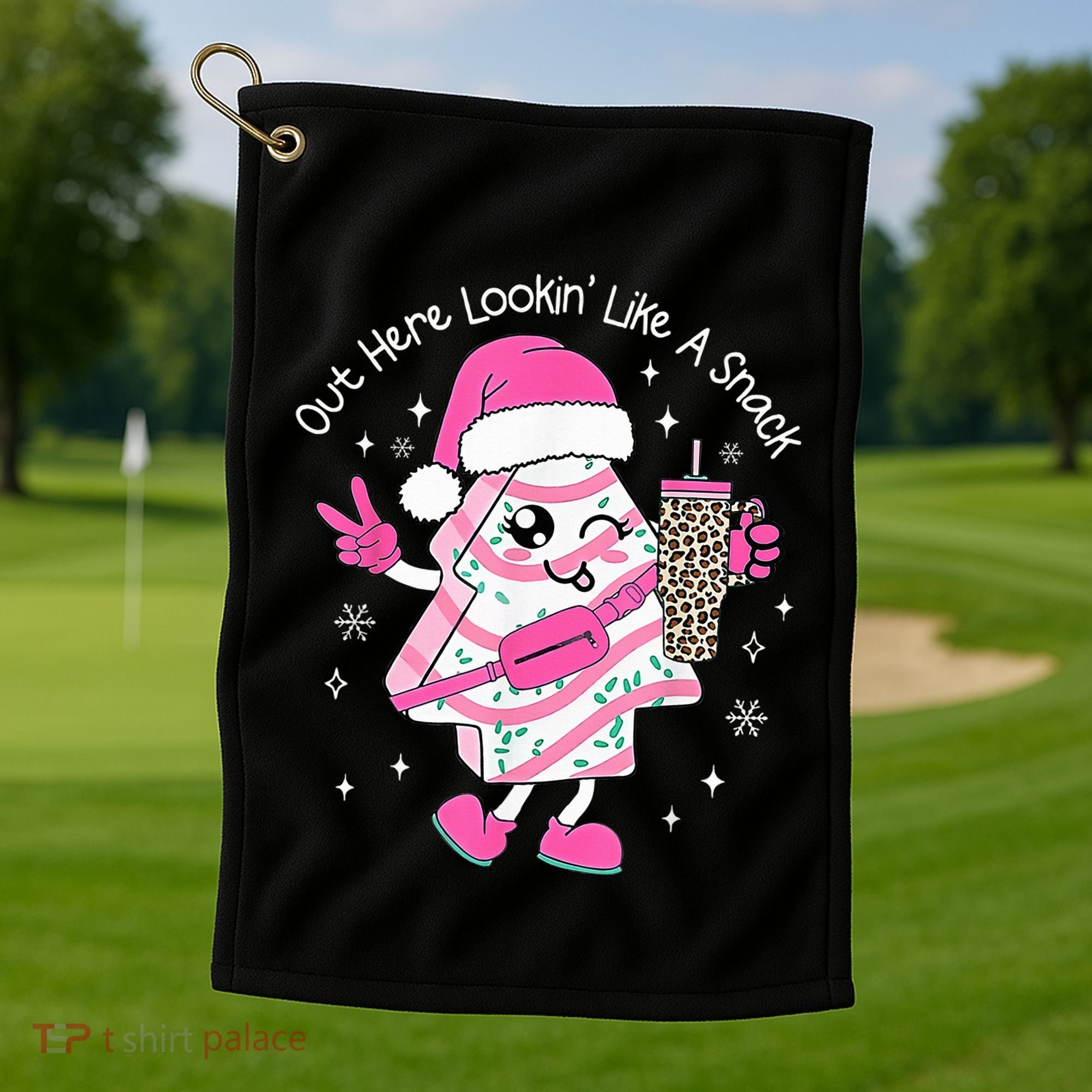 Out Here Looking Like A Snack Cute Boo Jee Xmas Trees Cakes  Golf Towel