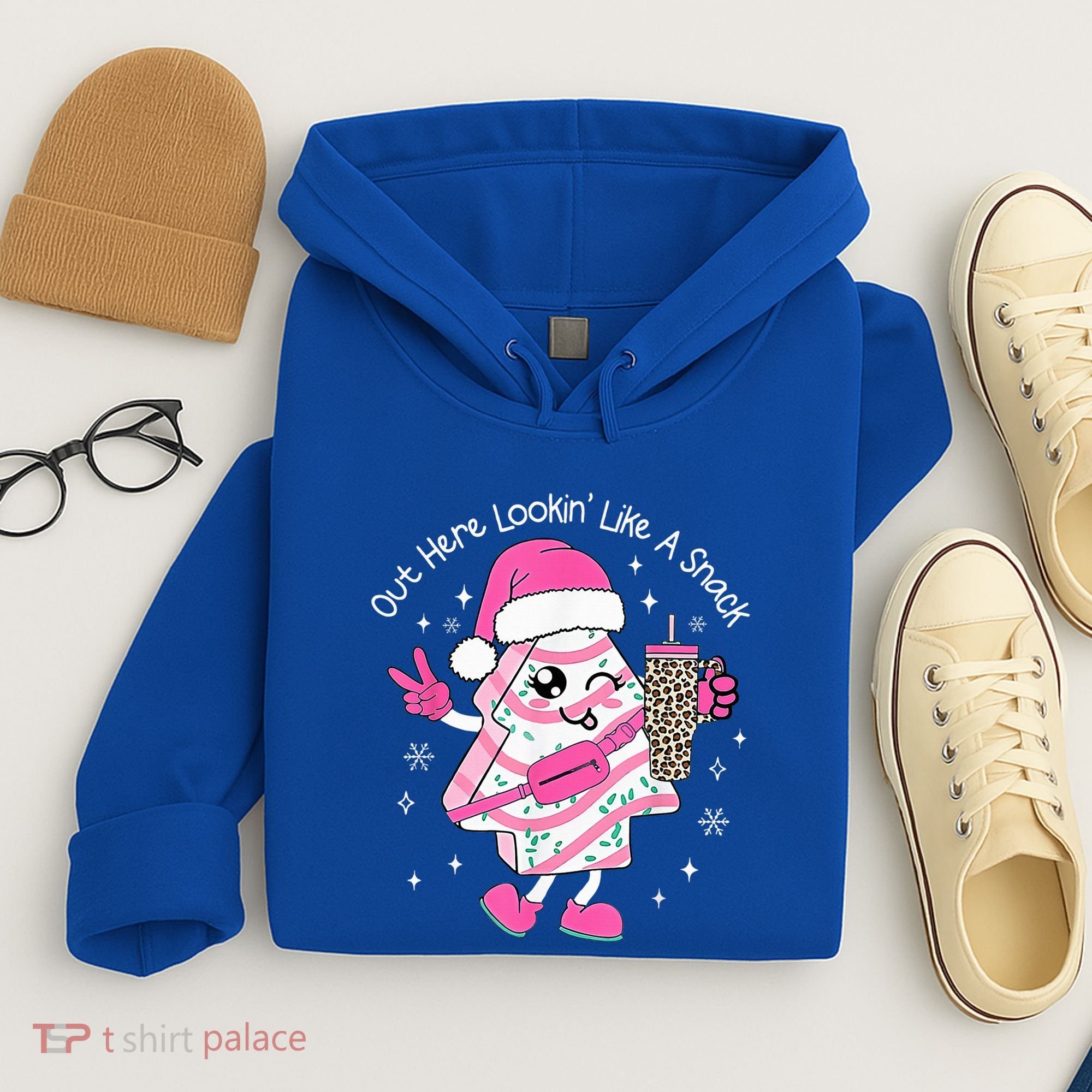 Out Here Looking Like A Snack Cute Boo Jee Xmas Trees Cakes  Hoodie
