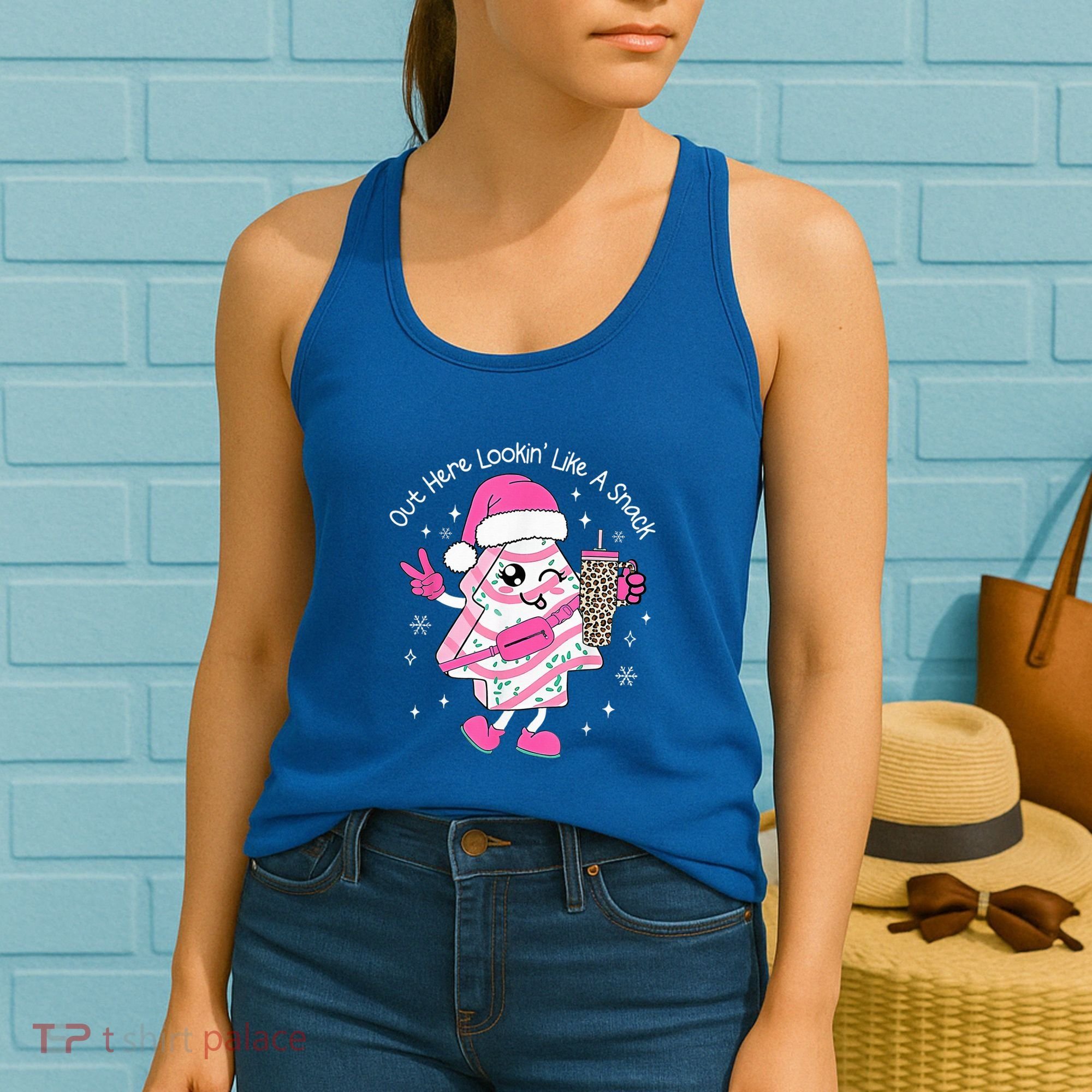 Out Here Looking Like A Snack Cute Boo Jee Xmas Trees Cakes  Women's Tank Top