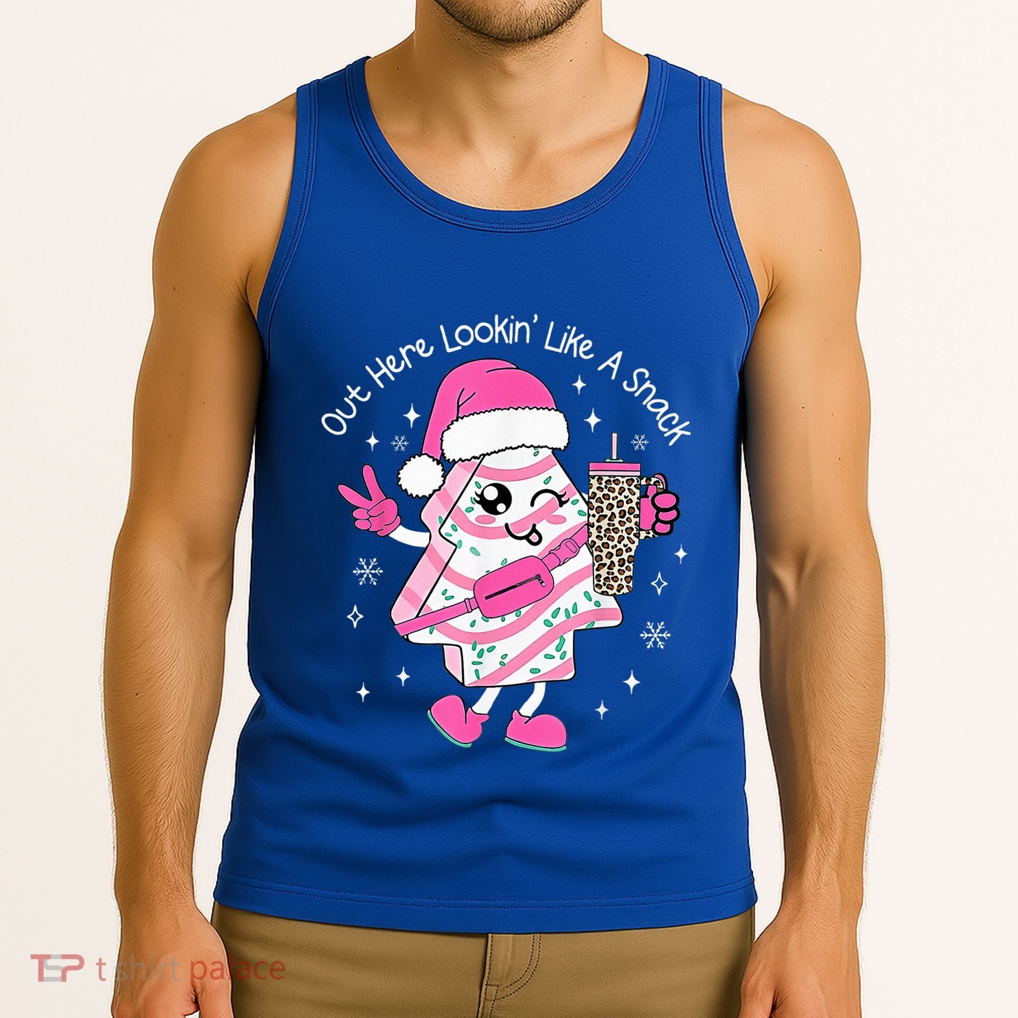 Out Here Looking Like A Snack Cute Boo Jee Xmas Trees Cakes  Tank Top