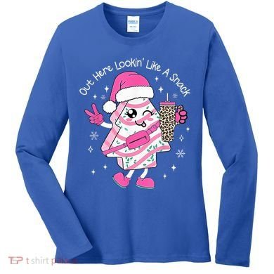 Out Here Looking Like A Snack Cute Boo Jee Xmas Trees Cakes  Women's Long Sleeve Shirt
