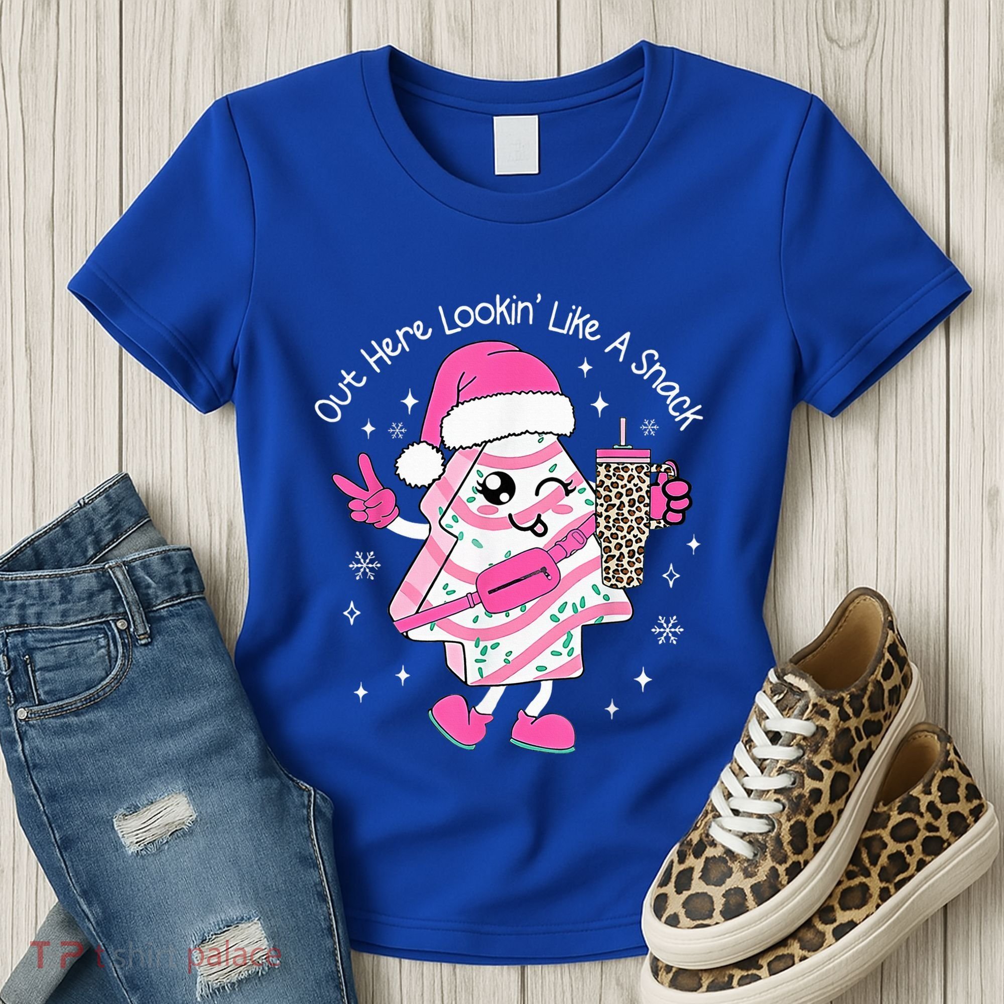 Out Here Looking Like A Snack Cute Boo Jee Xmas Trees Cakes  Women's T-Shirt