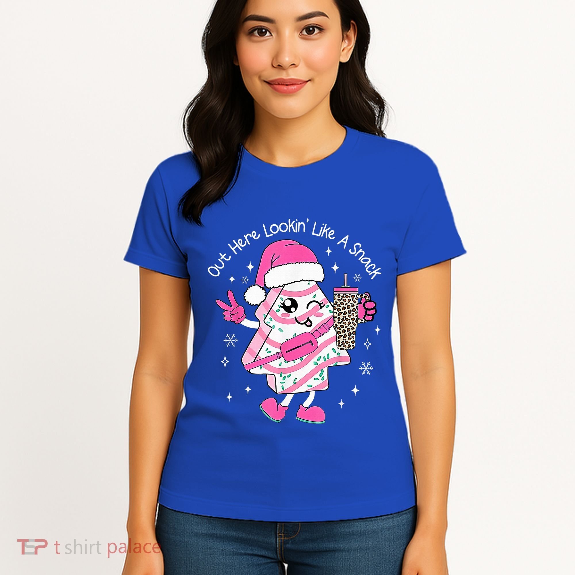 Out Here Looking Like A Snack Cute Boo Jee Xmas Trees Cakes  Women's T-Shirt