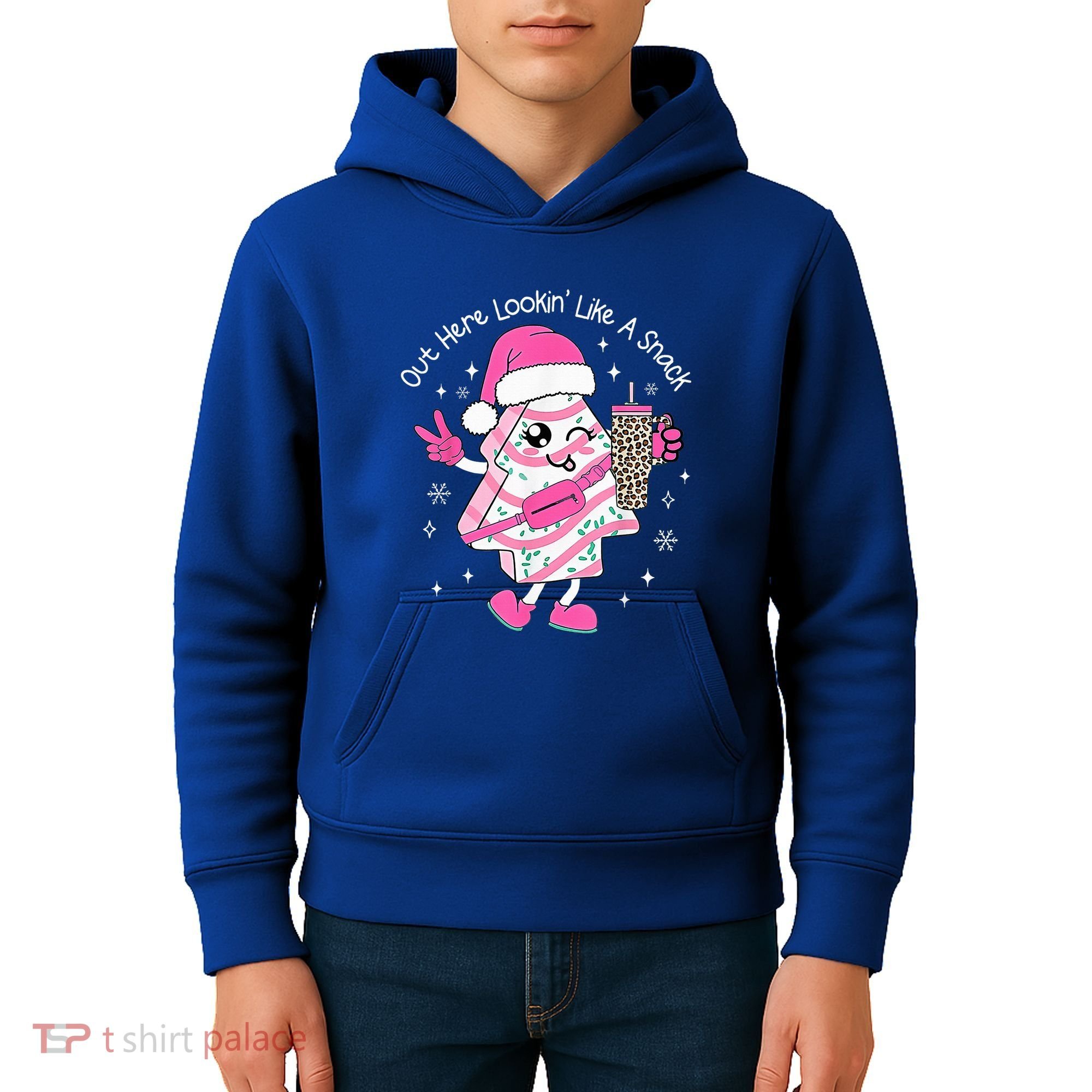 Out Here Looking Like A Snack Cute Boo Jee Xmas Trees Cakes  Kids Hoodie