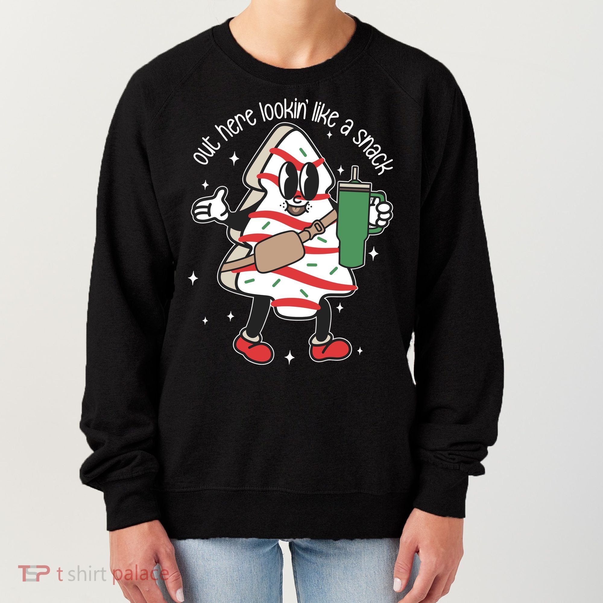 Out Here Looking Like A Snack Cute Boo Jee Xmas Trees Cakes Women's Sweatshirt