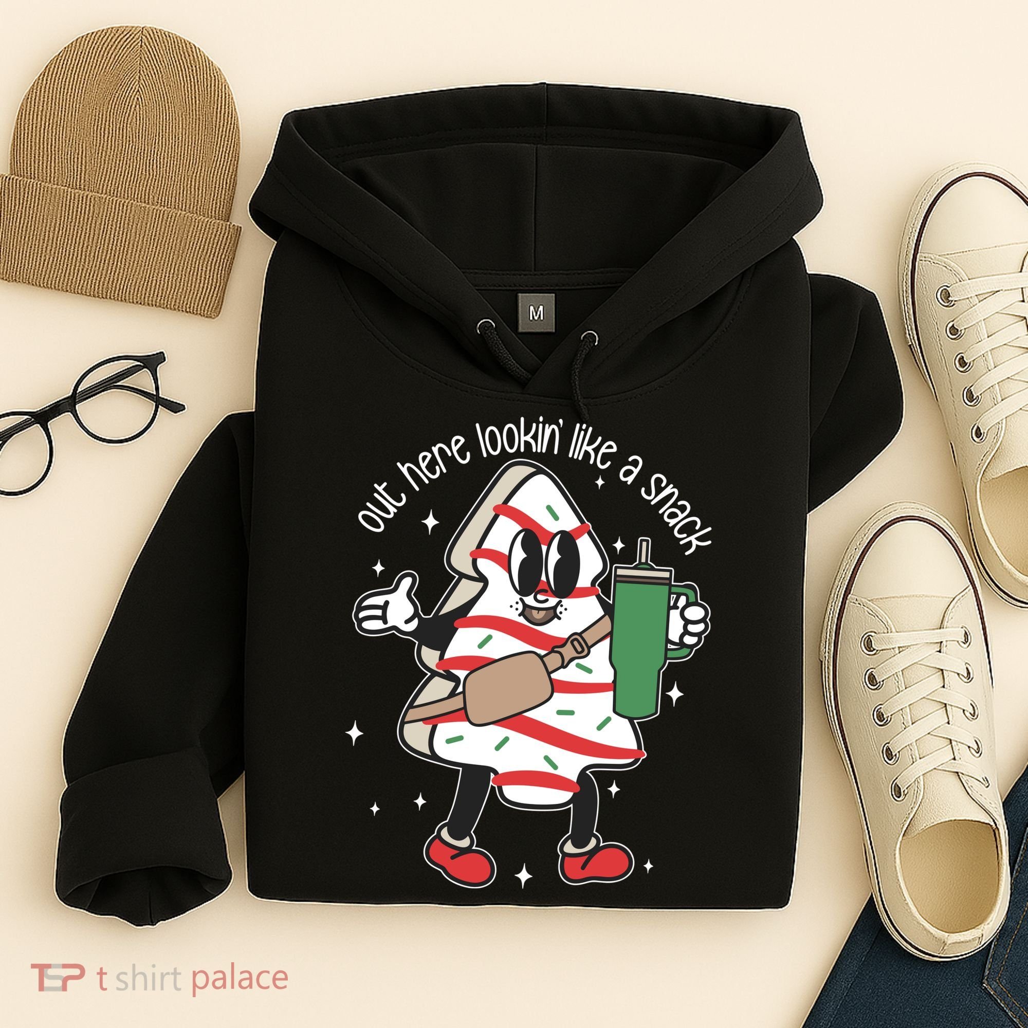 Out Here Looking Like A Snack Cute Boo Jee Xmas Trees Cakes Hoodie
