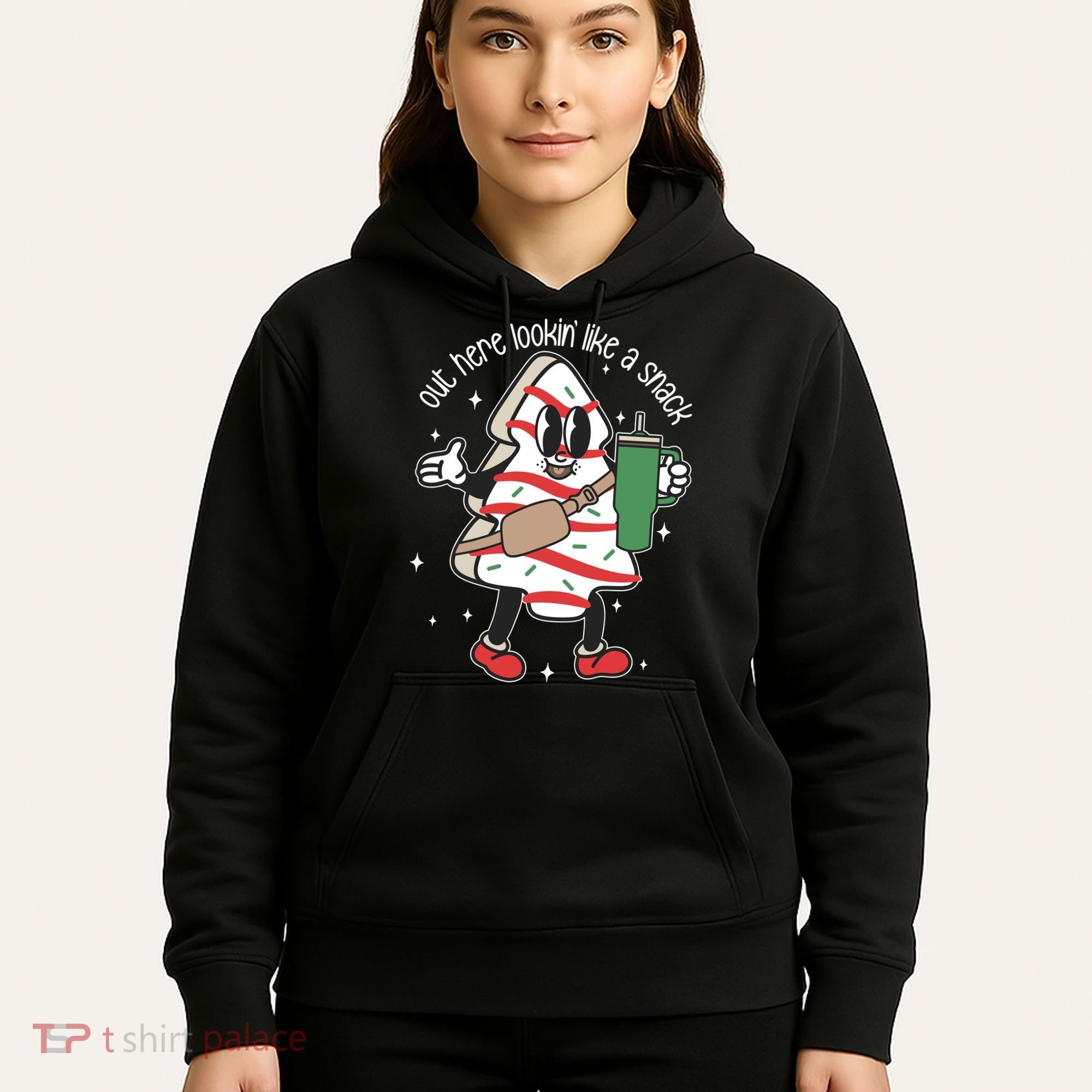 Out Here Looking Like A Snack Cute Boo Jee Xmas Trees Cakes Hoodie