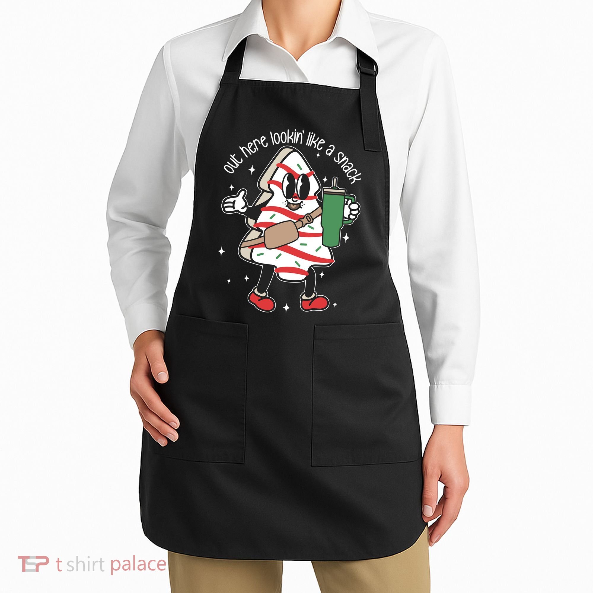 Out Here Looking Like A Snack Cute Boo Jee Xmas Trees Cakes Apron