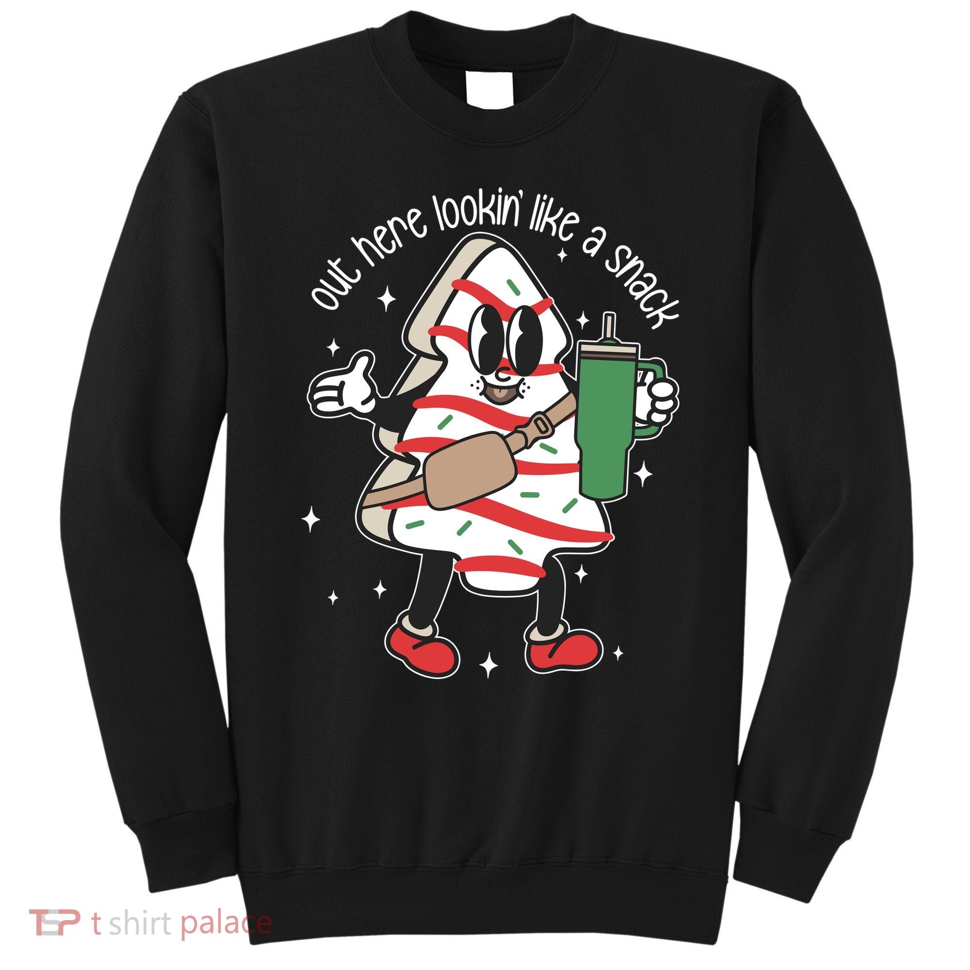 Out Here Looking Like A Snack Cute Boo Jee Xmas Trees Cakes Sweatshirt