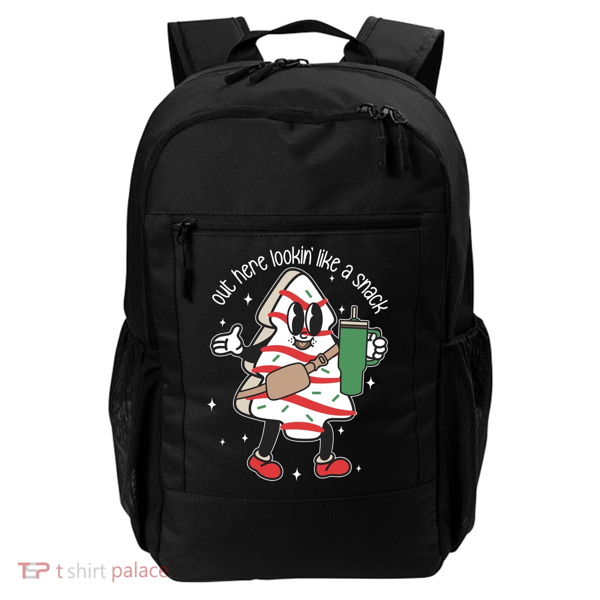 Out Here Looking Like A Snack Cute Boo Jee Xmas Trees Cakes Backpack