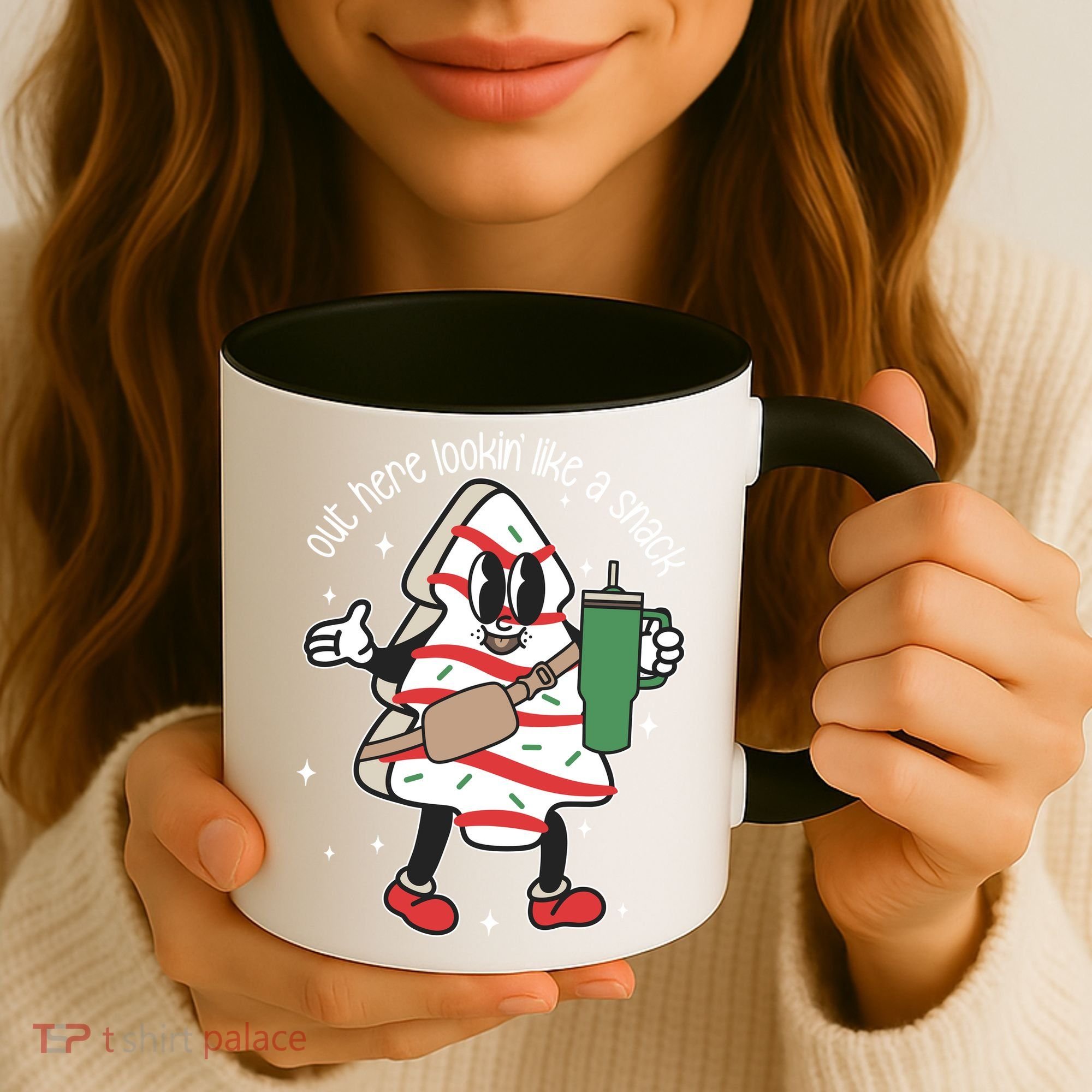 Out Here Looking Like A Snack Cute Boo Jee Xmas Trees Cakes Coffee Mug