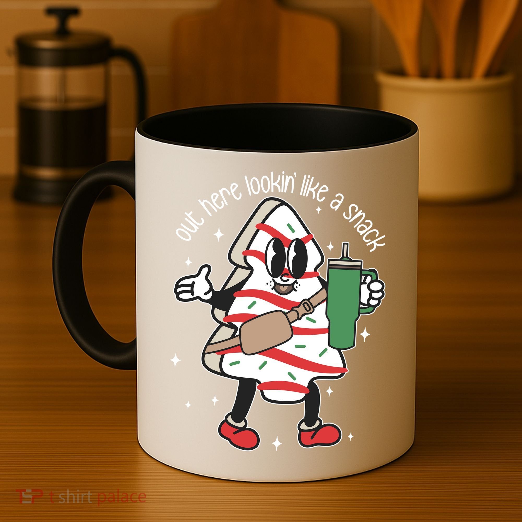 Out Here Looking Like A Snack Cute Boo Jee Xmas Trees Cakes Coffee Mug