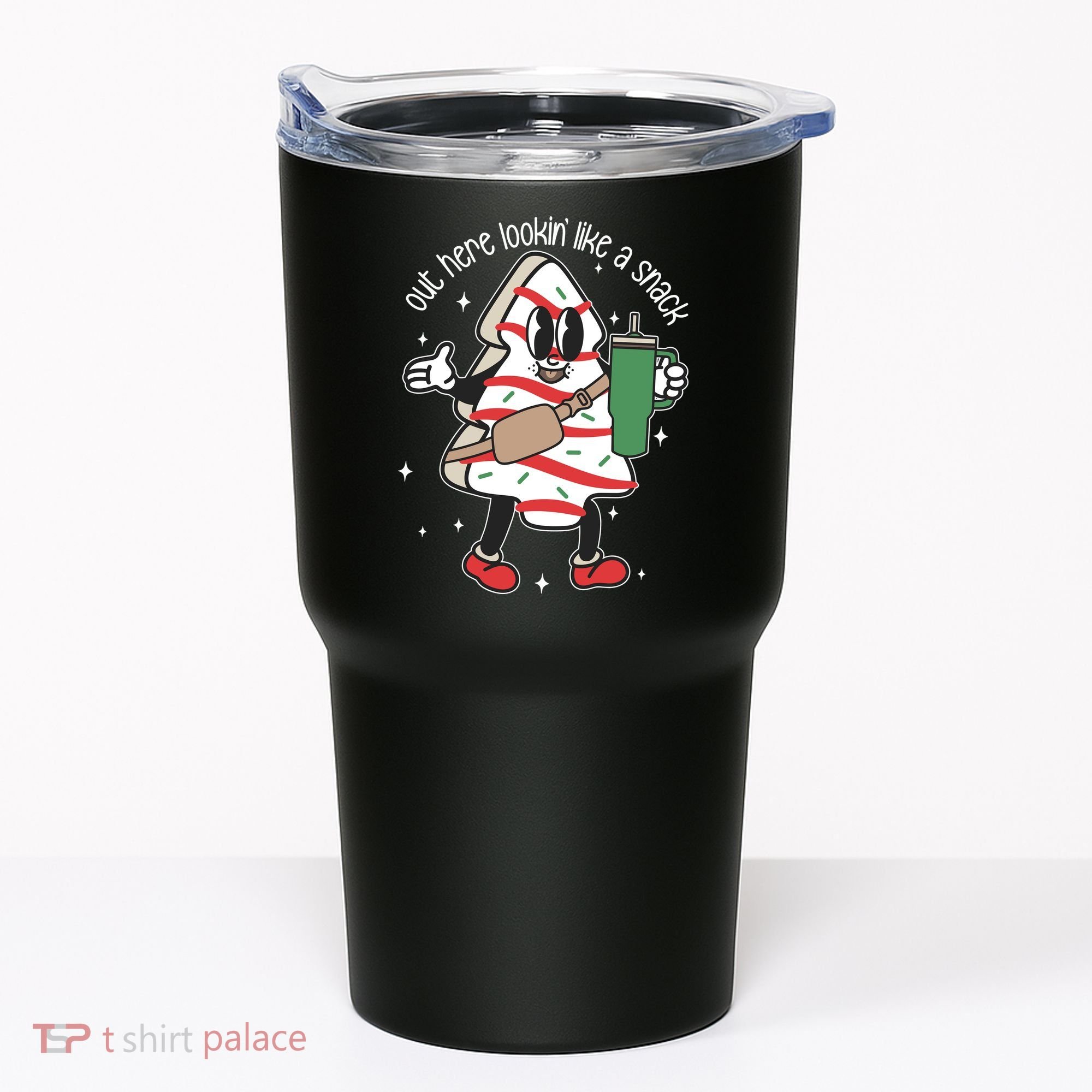 Out Here Looking Like A Snack Cute Boo Jee Xmas Trees Cakes Tumbler