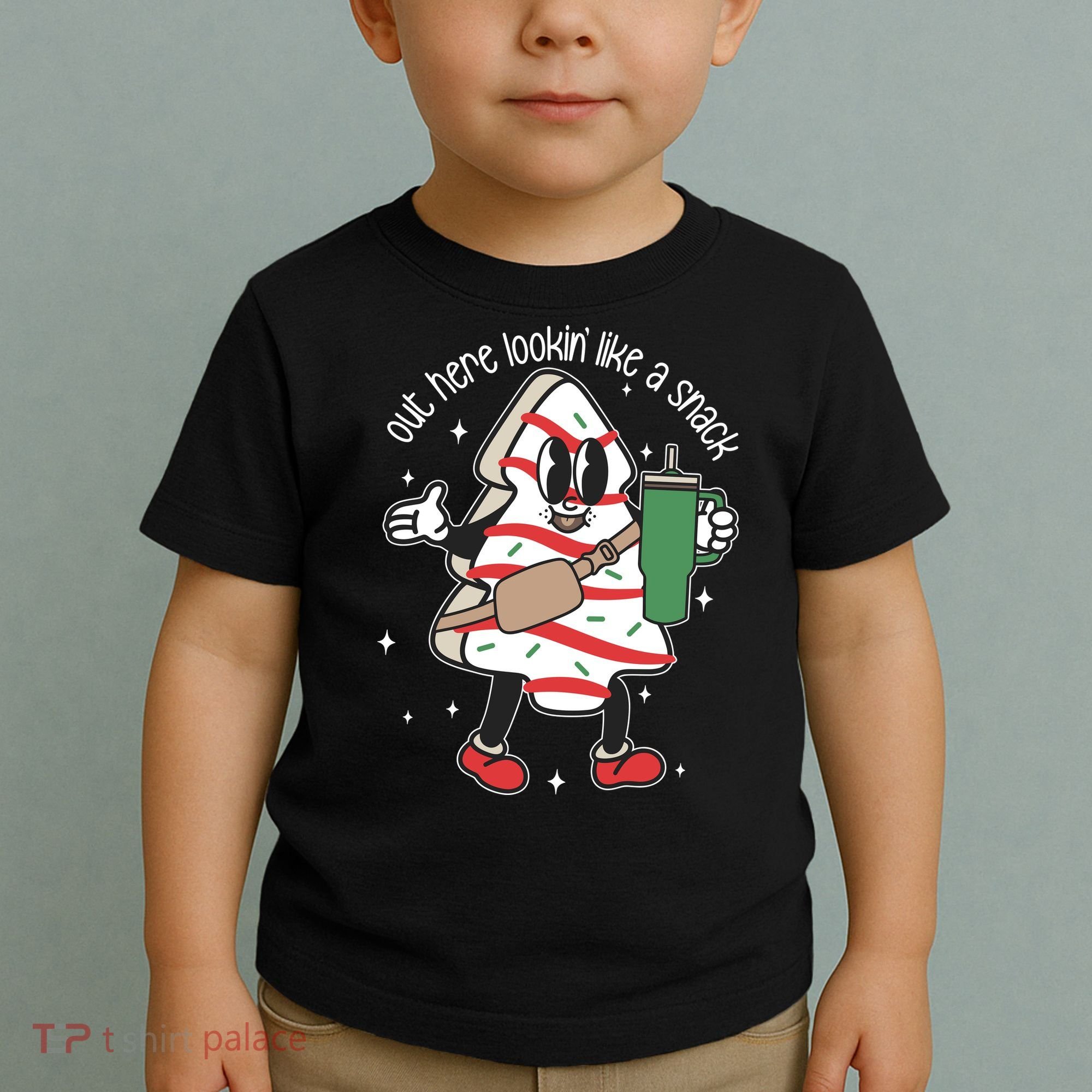 Out Here Looking Like A Snack Cute Boo Jee Xmas Trees Cakes Toddler T-Shirt