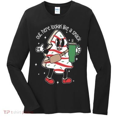 Out Here Looking Like A Snack Cute Boo Jee Xmas Trees Cakes Women's Long Sleeve Shirt