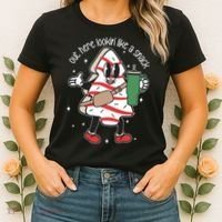 Out Here Looking Like A Snack Cute Boo Jee Xmas Trees Cakes Women's T-Shirt thumb 2