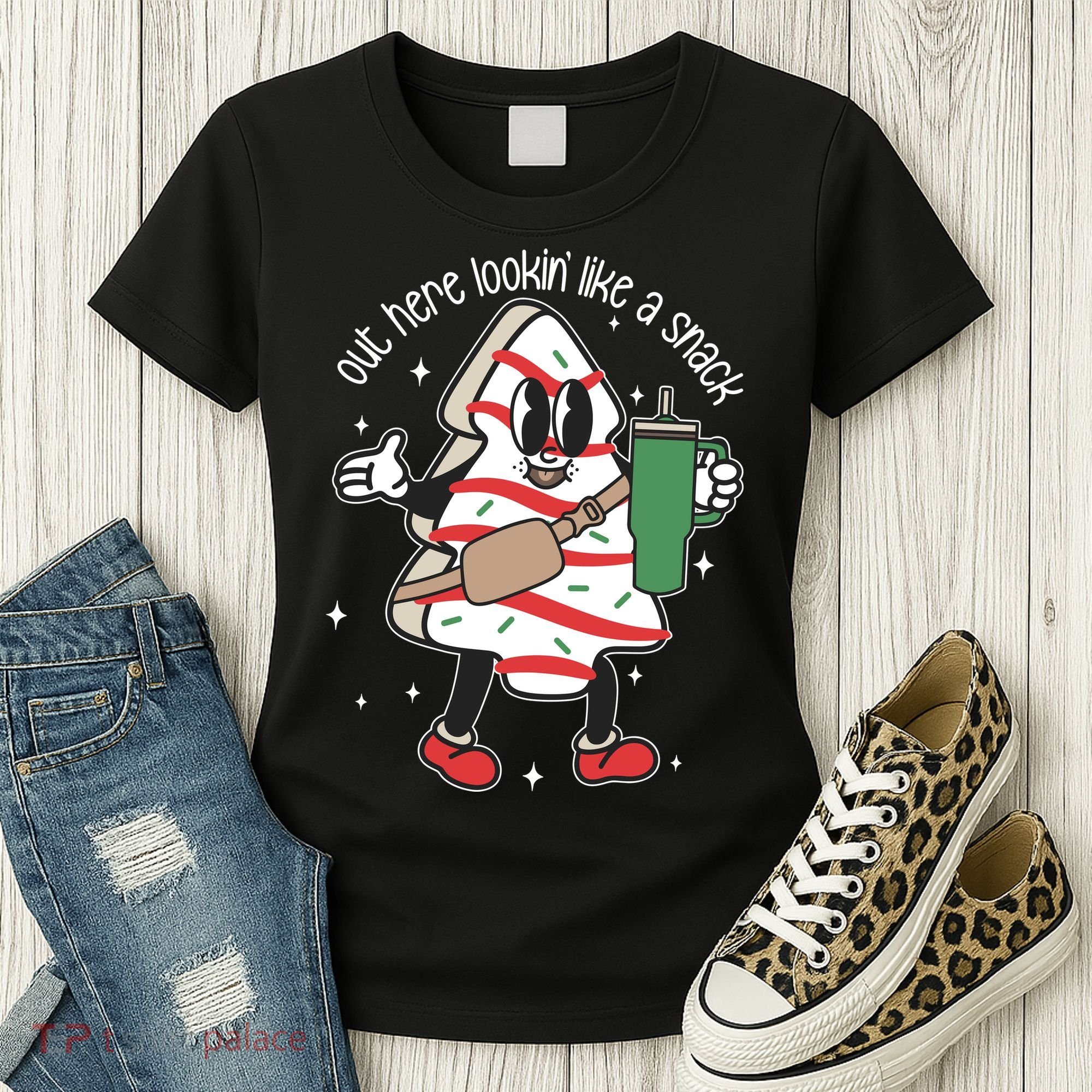 Out Here Looking Like A Snack Cute Boo Jee Xmas Trees Cakes Women's T-Shirt