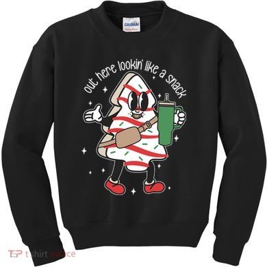 Out Here Looking Like A Snack Cute Boo Jee Xmas Trees Cakes Kids Sweatshirt