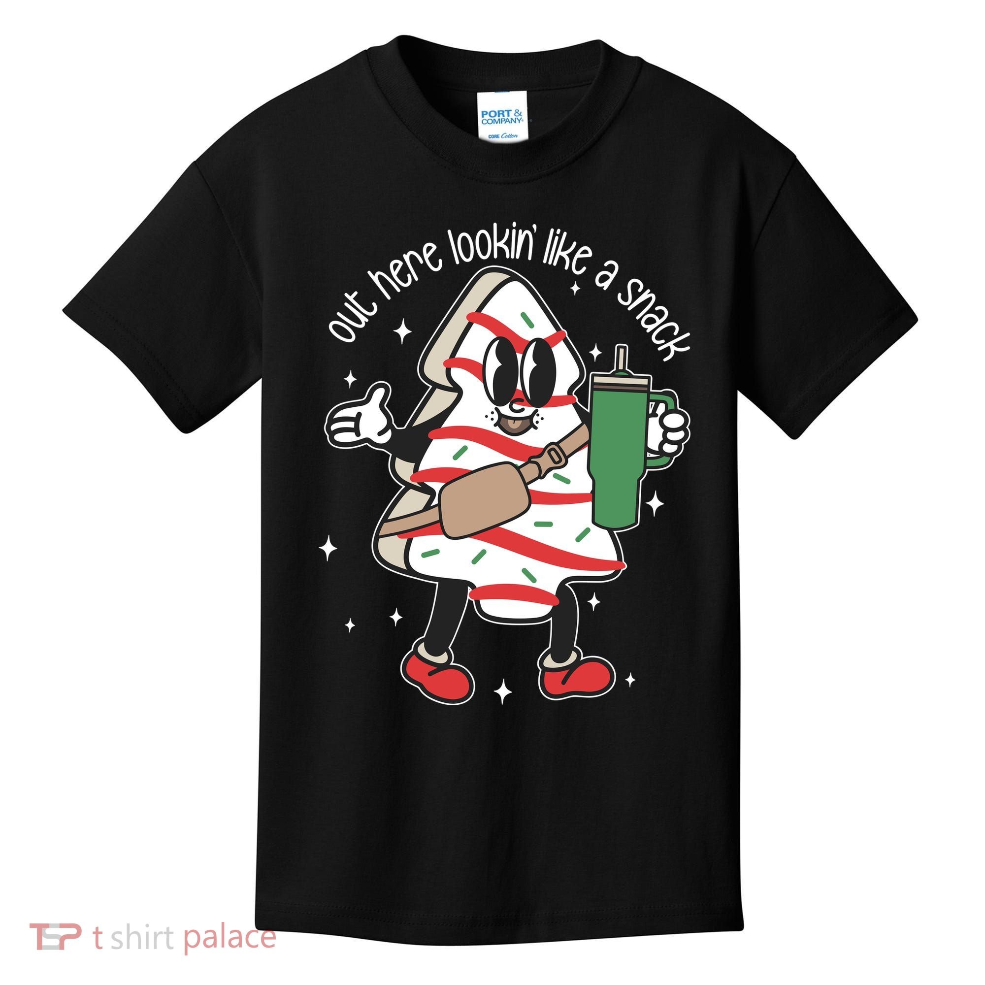 Out Here Looking Like A Snack Cute Boo Jee Xmas Trees Cakes Kids T-Shirt