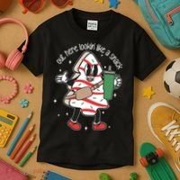 Out Here Looking Like A Snack Cute Boo Jee Xmas Trees Cakes Kids T-Shirt thumb 3