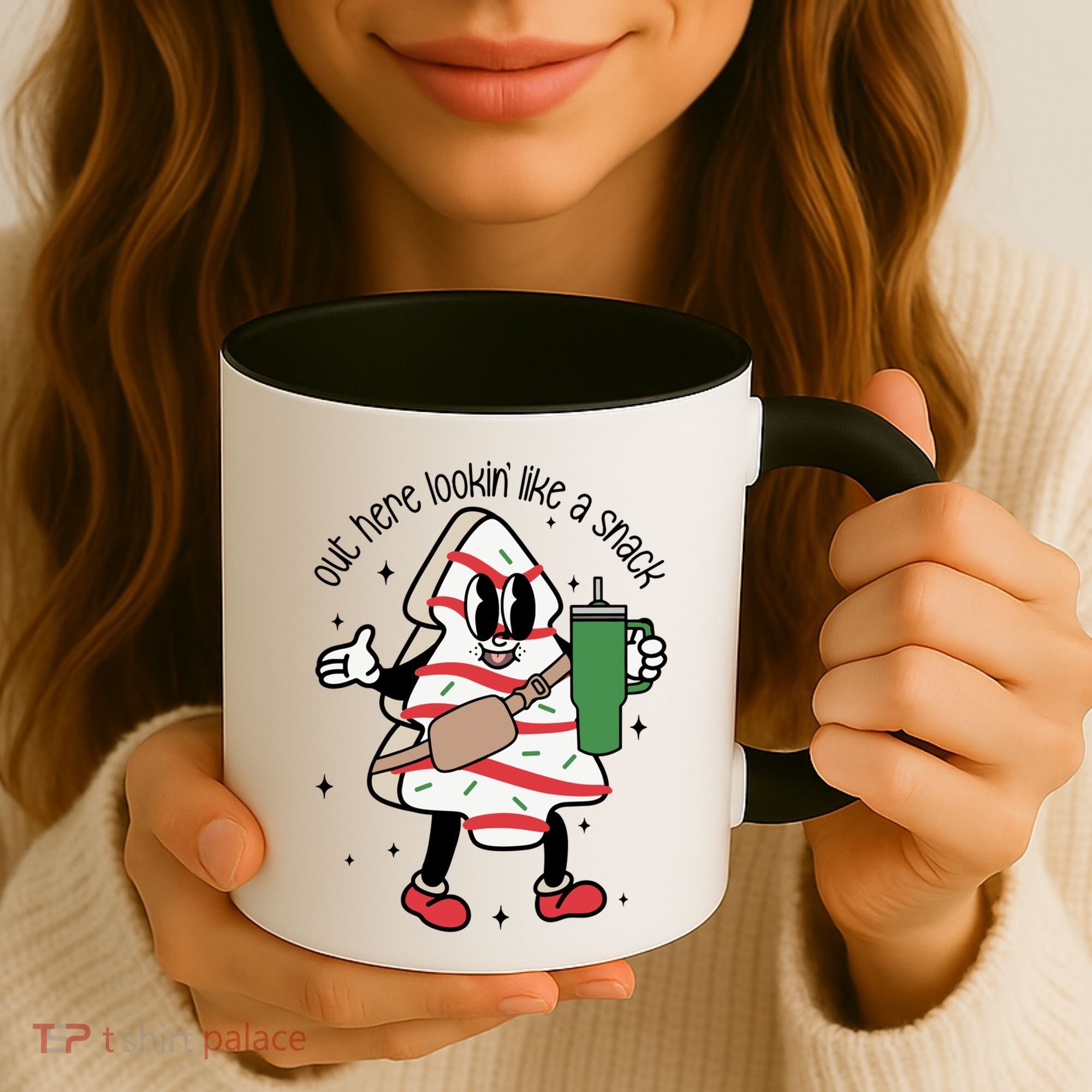 Out Here Looking Like A Snack Cute Boo Jee Xmas Trees Cakes Gift Coffee Mug