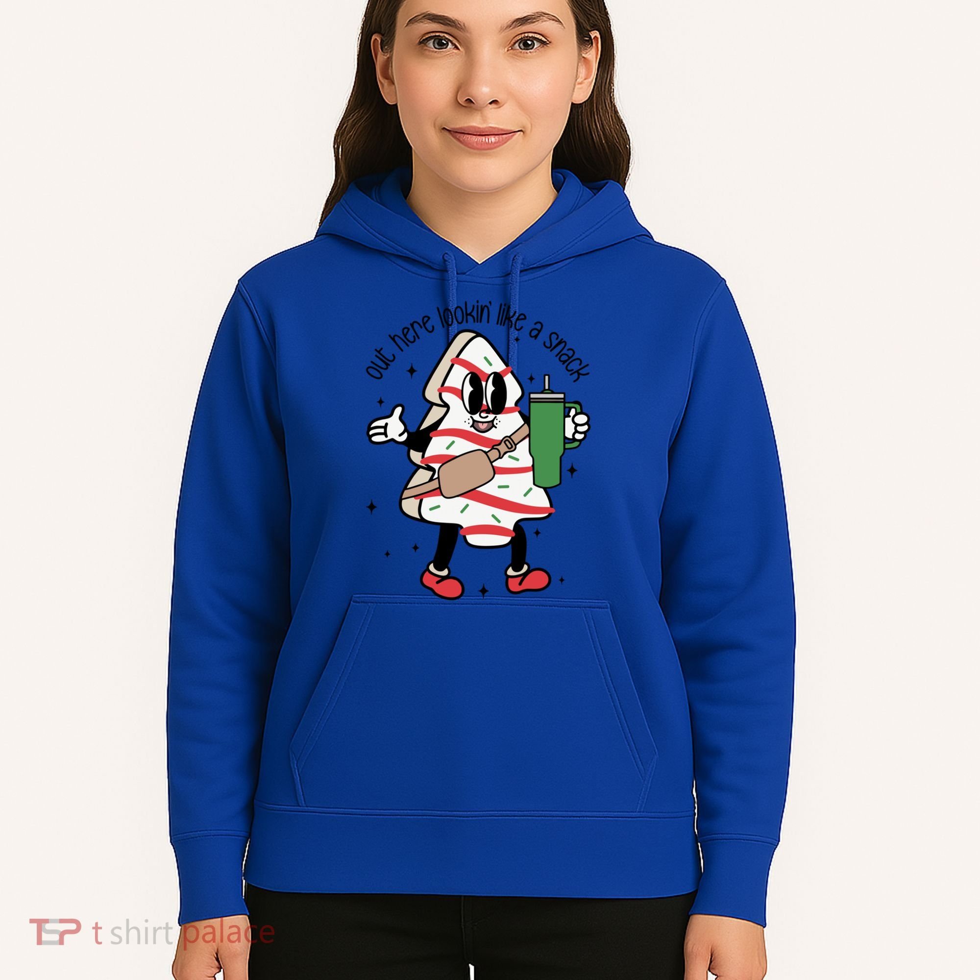 Out Here Looking Like A Snack Cute Boo Jee Xmas Trees Cakes Gift Hoodie