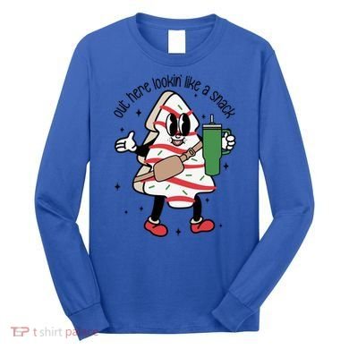 Out Here Looking Like A Snack Cute Boo Jee Xmas Trees Cakes Gift Long Sleeve Shirt