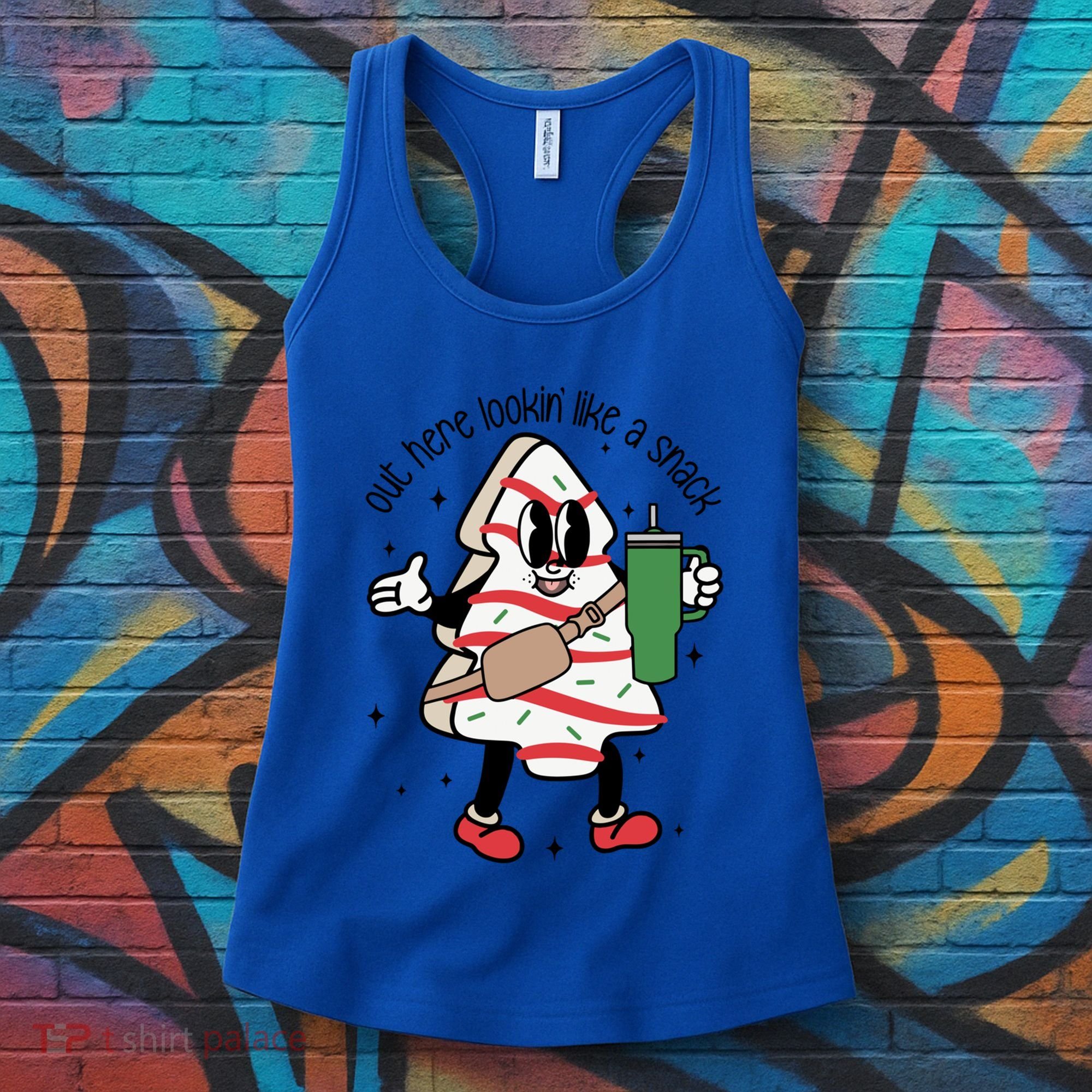 Out Here Looking Like A Snack Cute Boo Jee Xmas Trees Cakes Gift Women's Tank Top