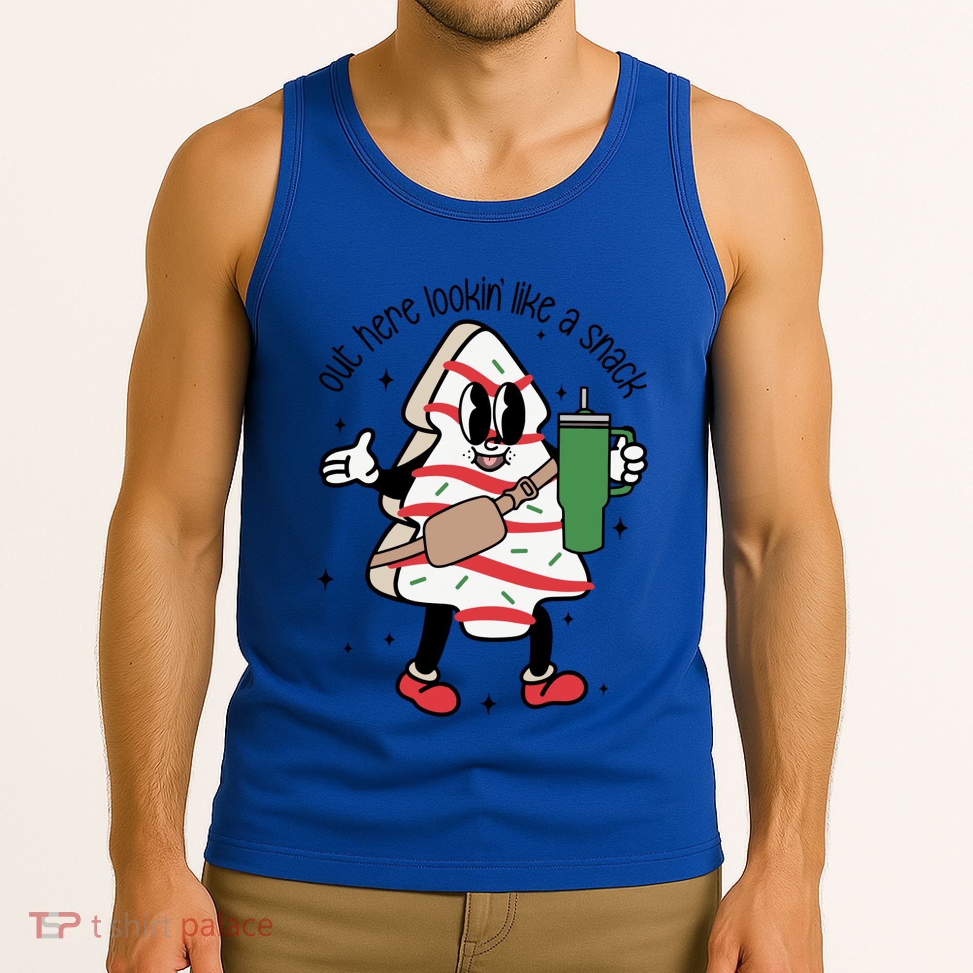 Out Here Looking Like A Snack Cute Boo Jee Xmas Trees Cakes Gift Tank Top