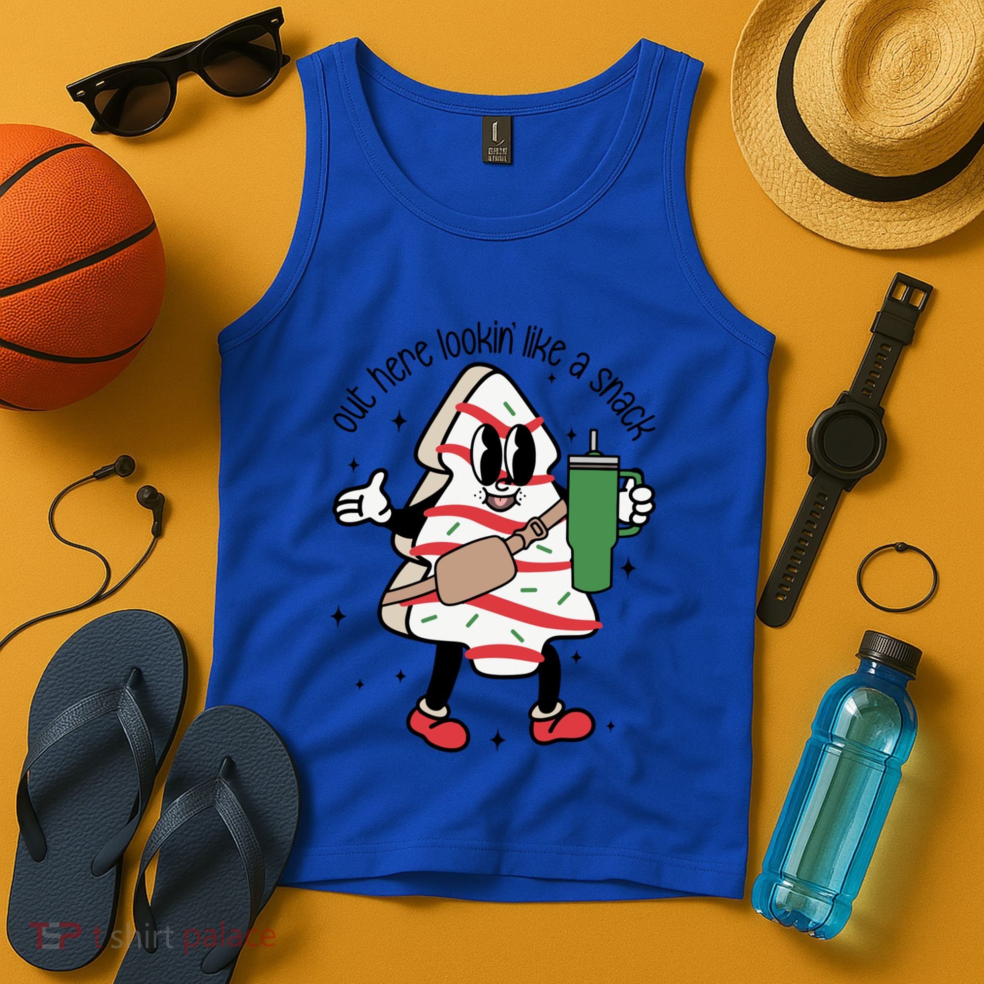 Out Here Looking Like A Snack Cute Boo Jee Xmas Trees Cakes Gift Tank Top