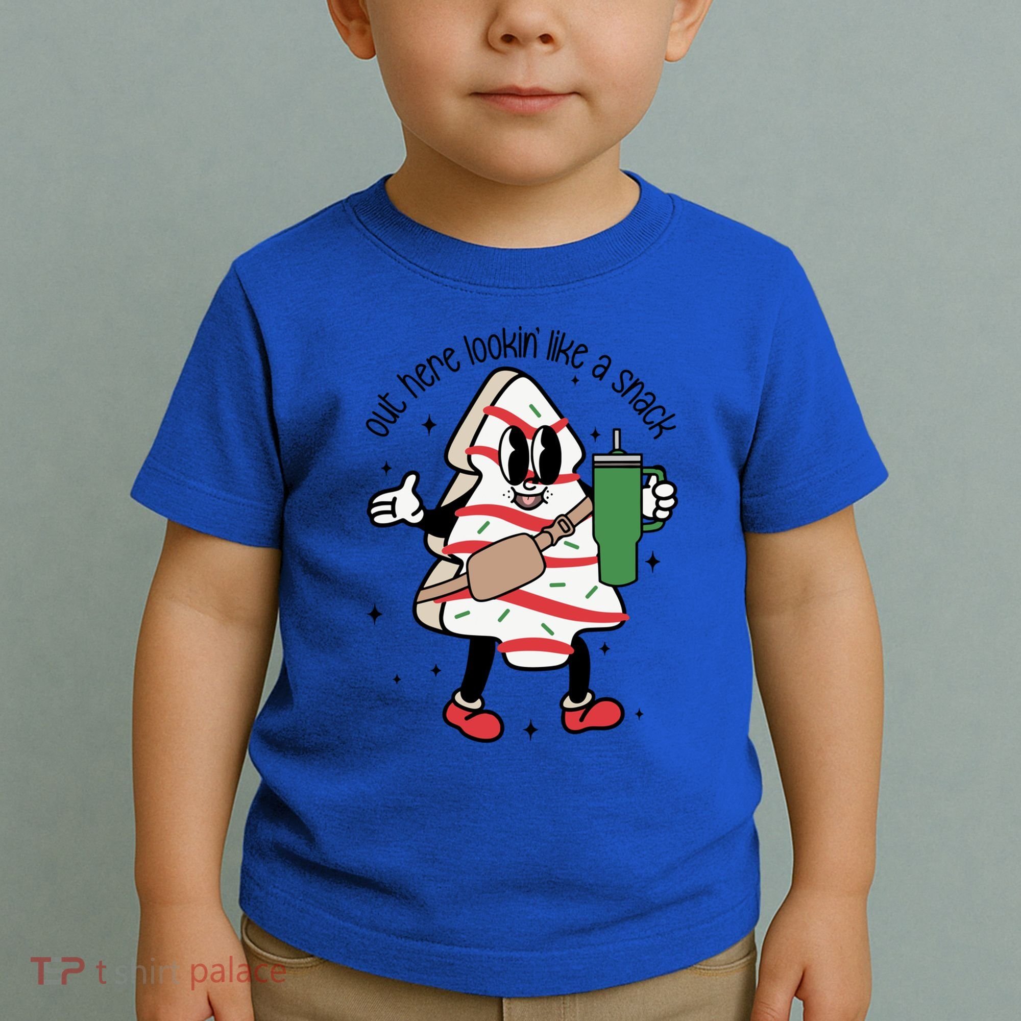 Out Here Looking Like A Snack Cute Boo Jee Xmas Trees Cakes Gift Toddler T-Shirt
