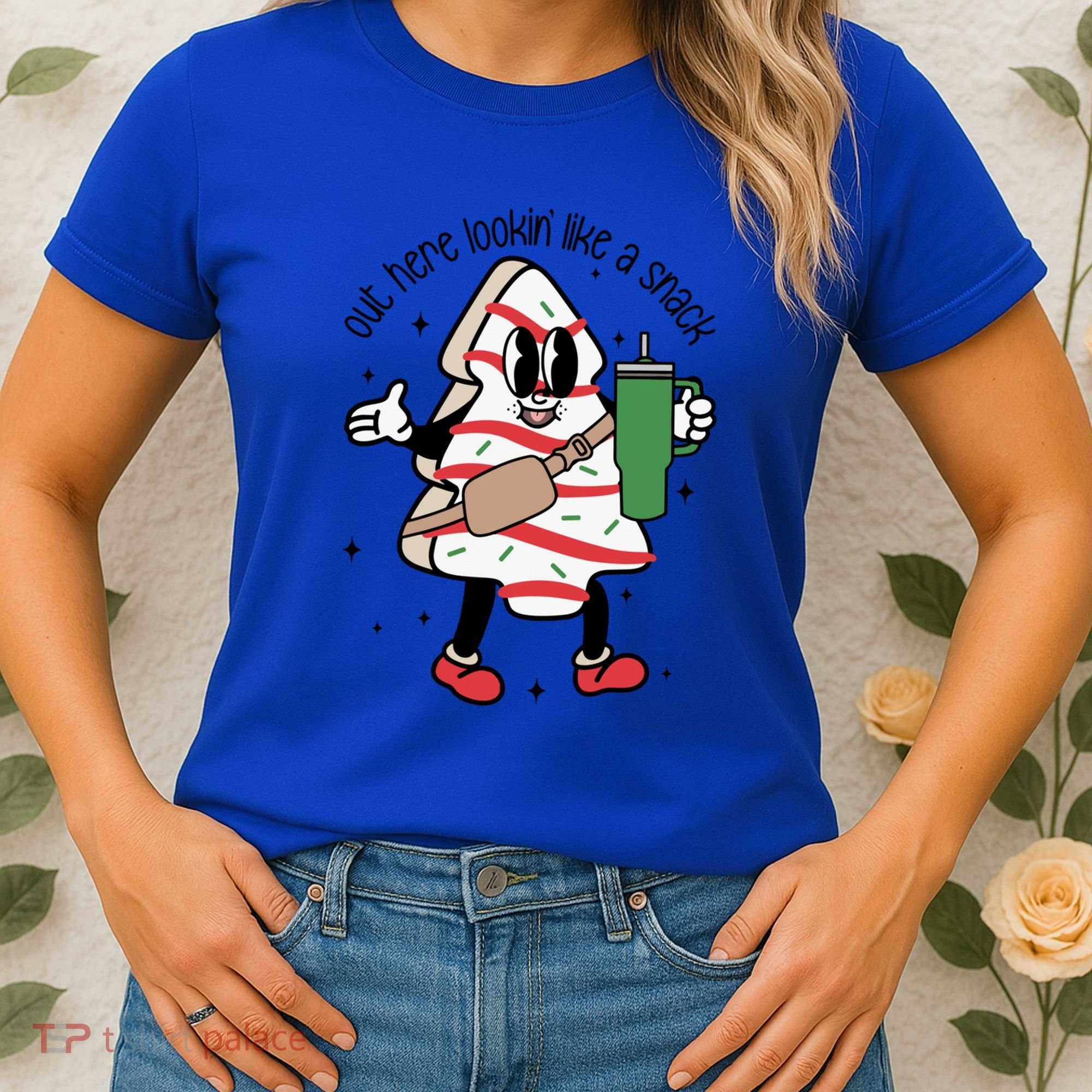 Out Here Looking Like A Snack Cute Boo Jee Xmas Trees Cakes Gift Women's T-Shirt