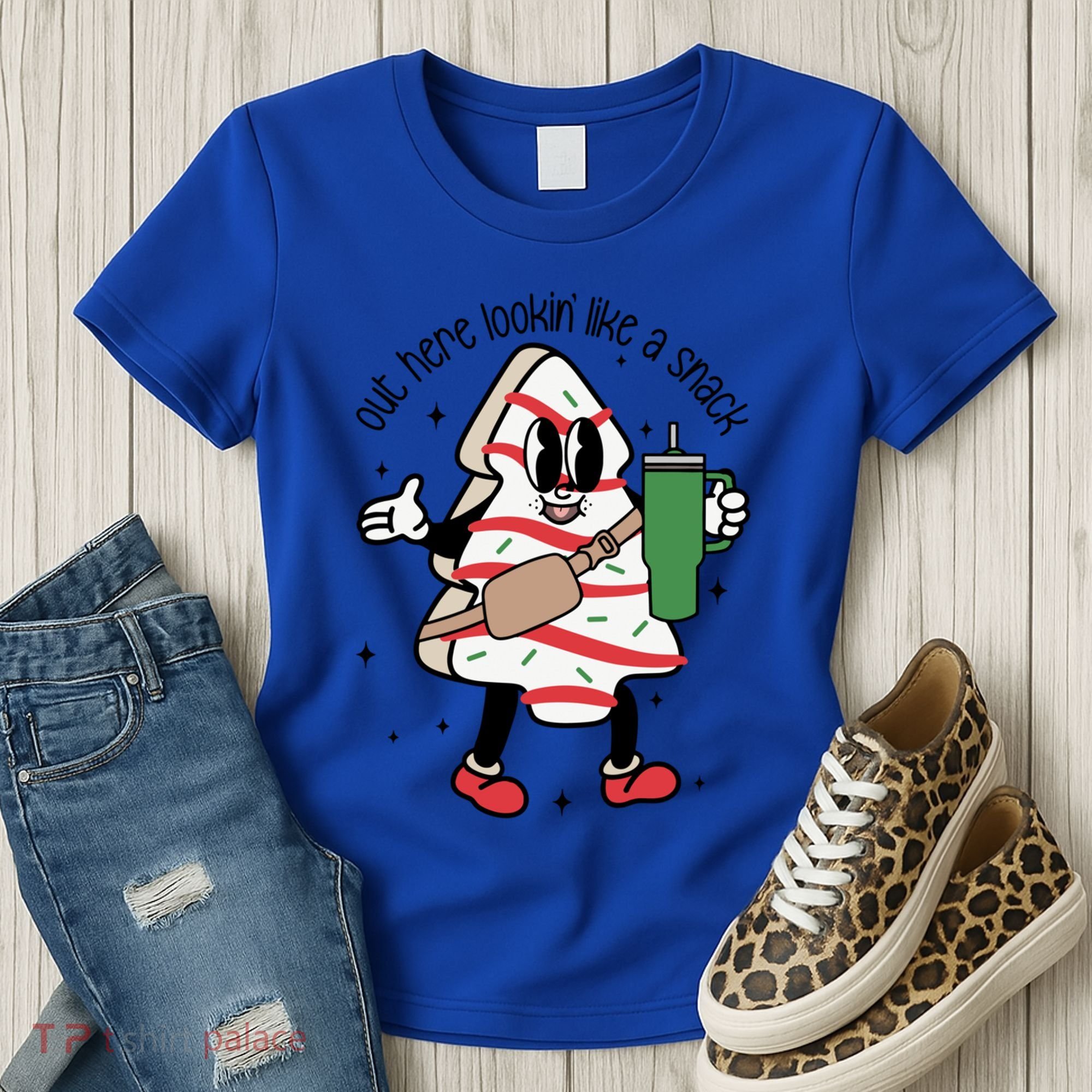 Out Here Looking Like A Snack Cute Boo Jee Xmas Trees Cakes Gift Women's T-Shirt