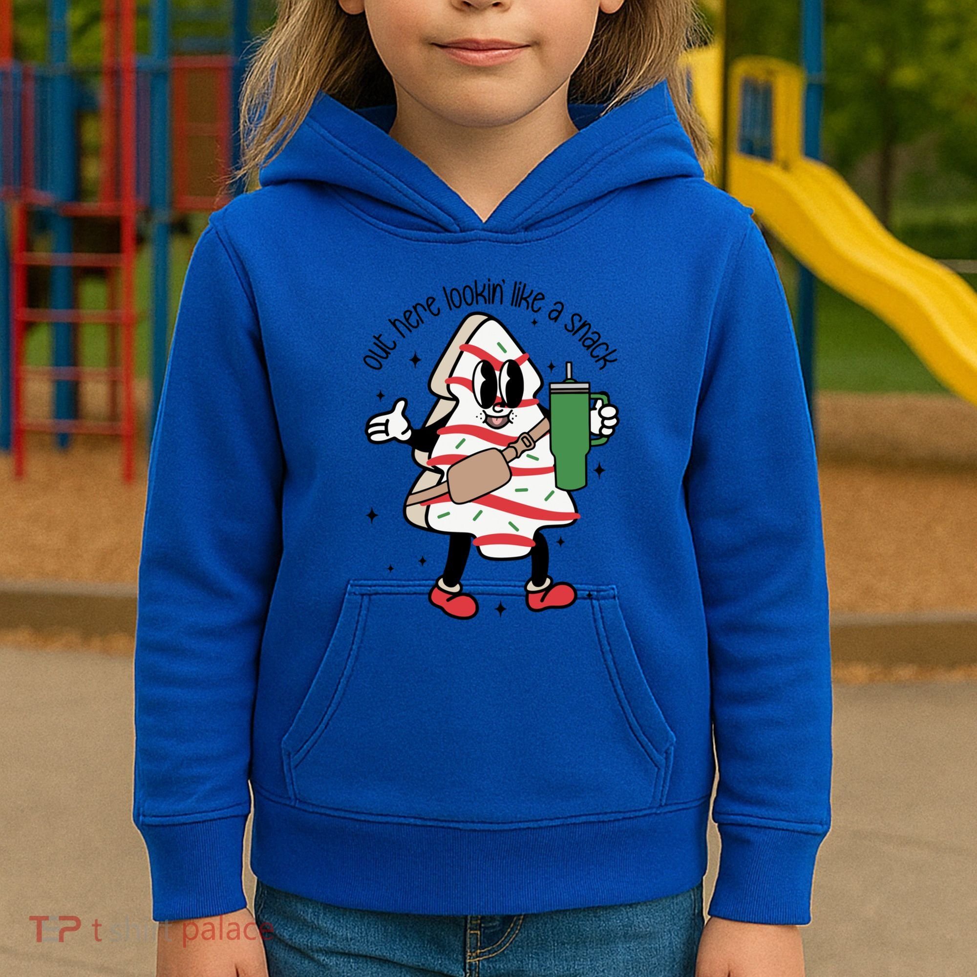 Out Here Looking Like A Snack Cute Boo Jee Xmas Trees Cakes Gift Kids Hoodie