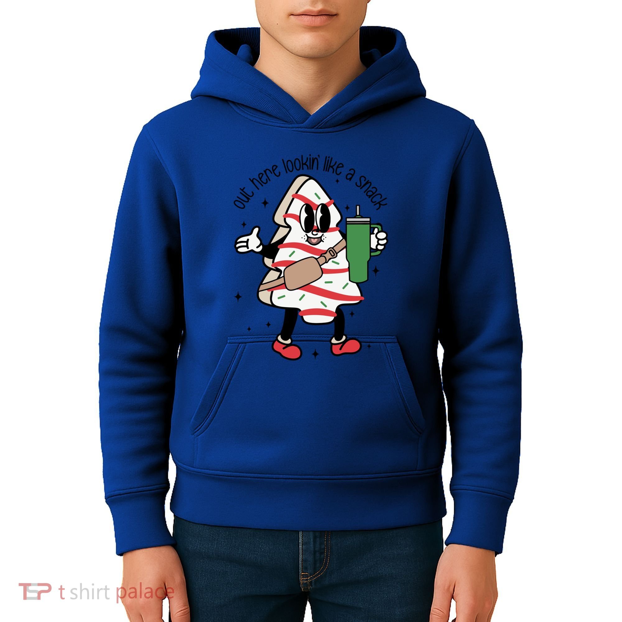Out Here Looking Like A Snack Cute Boo Jee Xmas Trees Cakes Gift Kids Hoodie