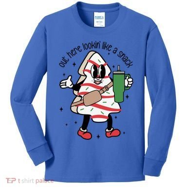 Out Here Looking Like A Snack Cute Boo Jee Xmas Trees Cakes Gift Kids Long Sleeve Shirt