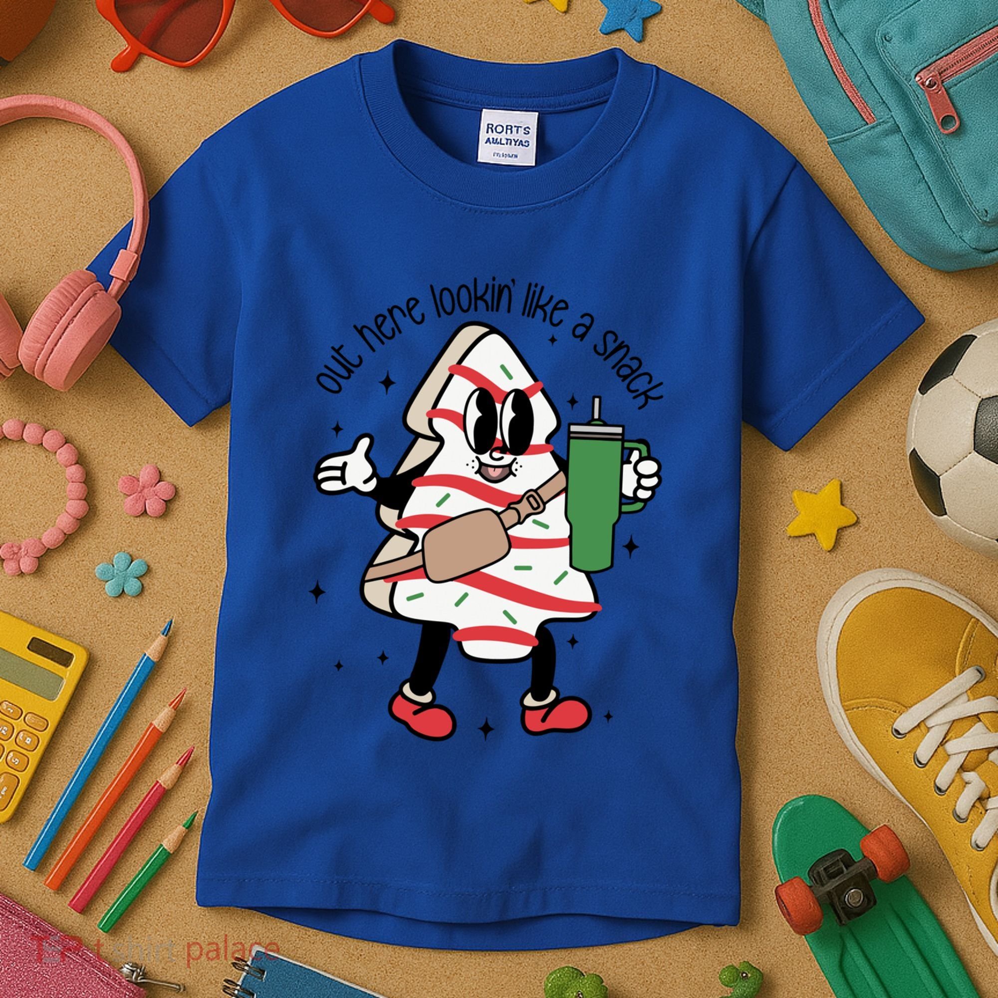 Out Here Looking Like A Snack Cute Boo Jee Xmas Trees Cakes Gift Kids T-Shirt
