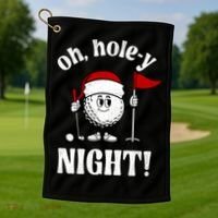 Oh Holey Night Golf Funny Christmas Golf Towel thumb 1
