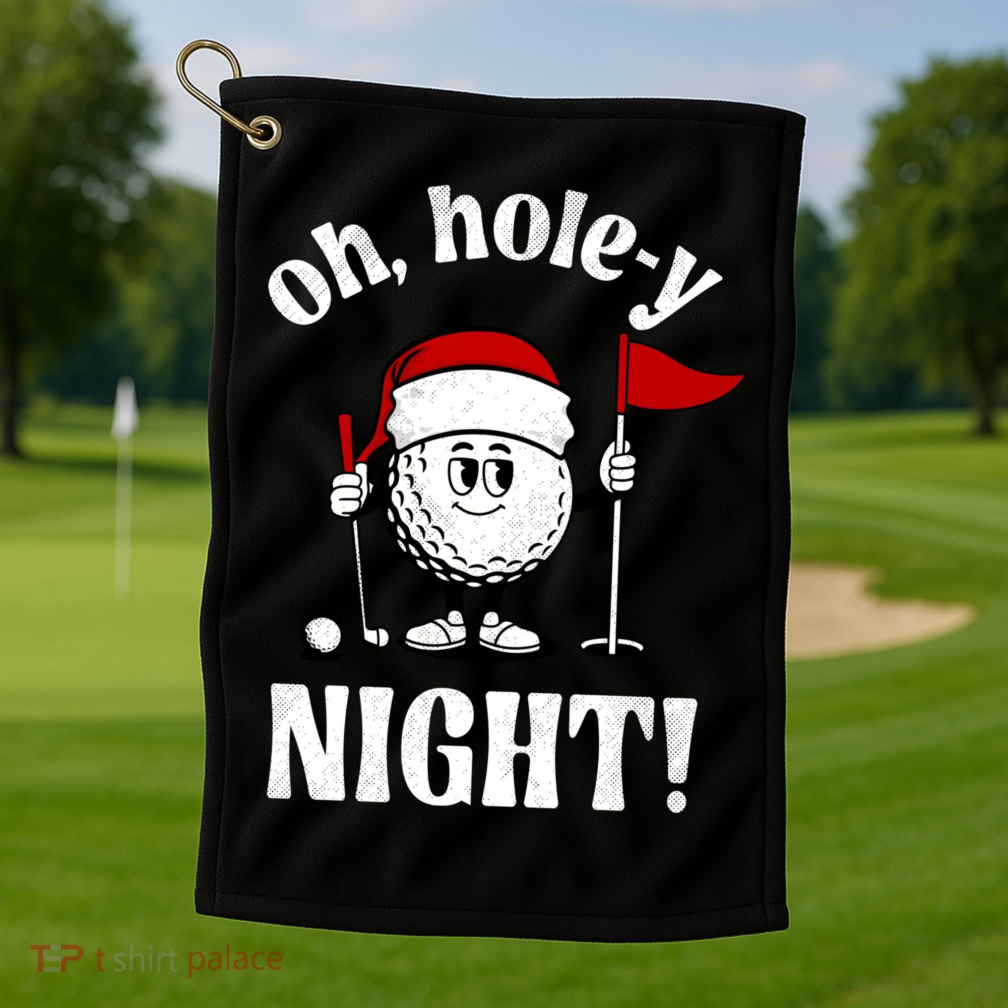 Oh Holey Night Golf Funny Christmas Golf Towel