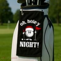 Oh Holey Night Golf Funny Christmas Golf Towel thumb 2