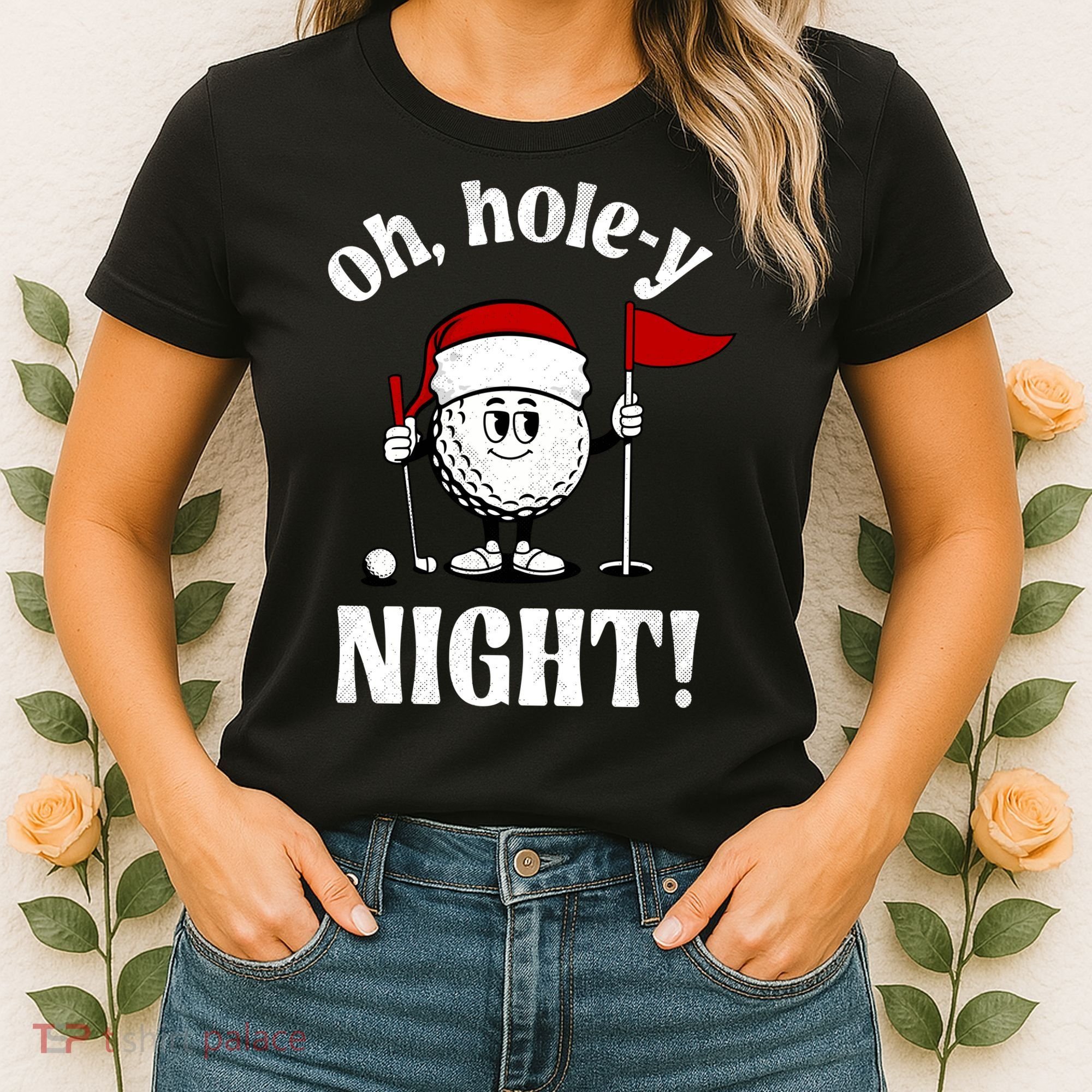 Oh Holey Night Golf Funny Christmas Women's T-Shirt