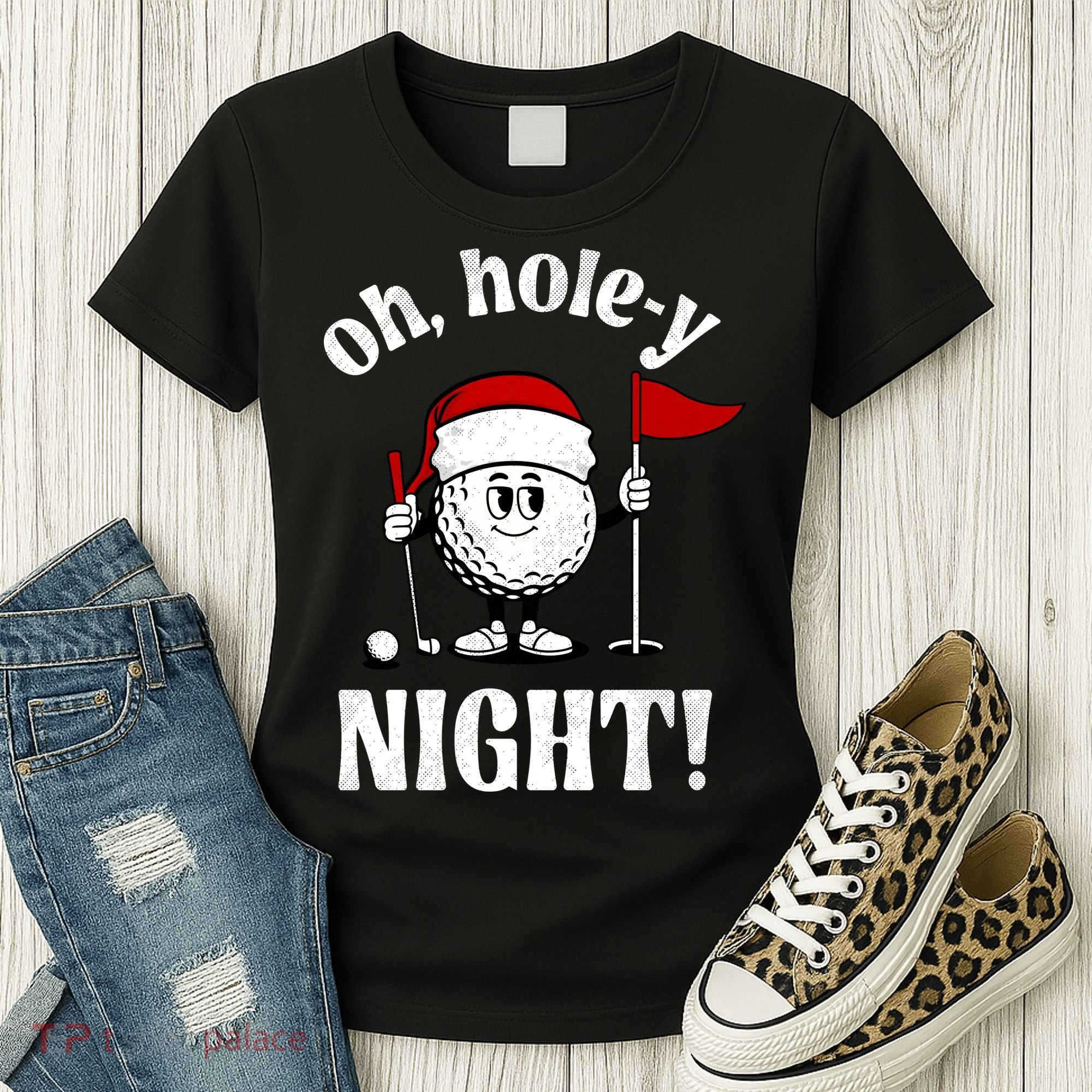 Oh Holey Night Golf Funny Christmas Women's T-Shirt