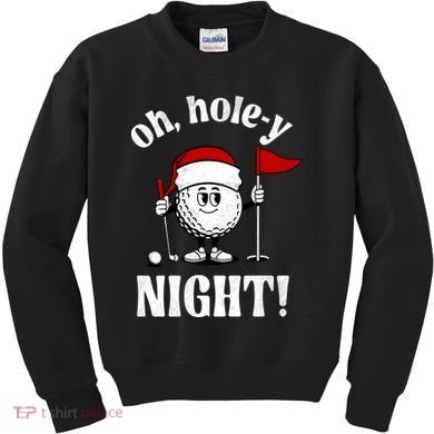 Oh Holey Night Golf Funny Christmas Kids Sweatshirt