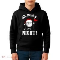 Oh Holey Night Golf Funny Christmas Kids Hoodie thumb 4