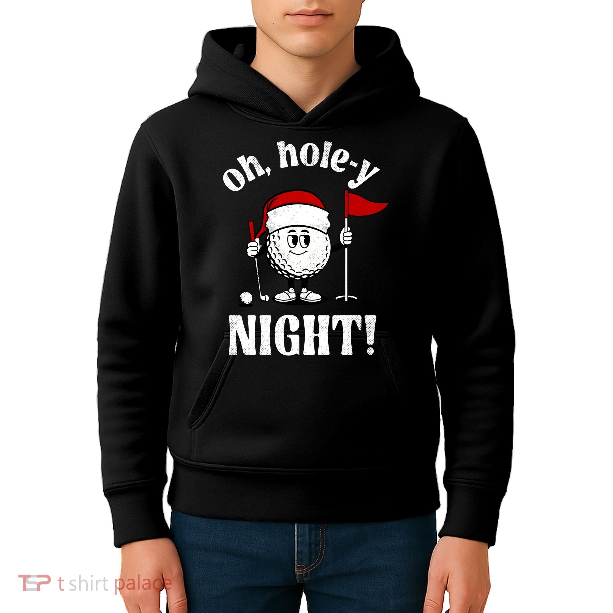 Oh Holey Night Golf Funny Christmas Kids Hoodie