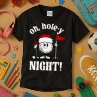 Oh Holey Night Golf Funny Christmas Kids T-Shirt thumb 3