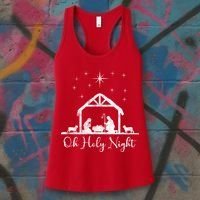 Oh Holy Night Jesus Stable In Bethlehem Women's Tank Top thumb 3